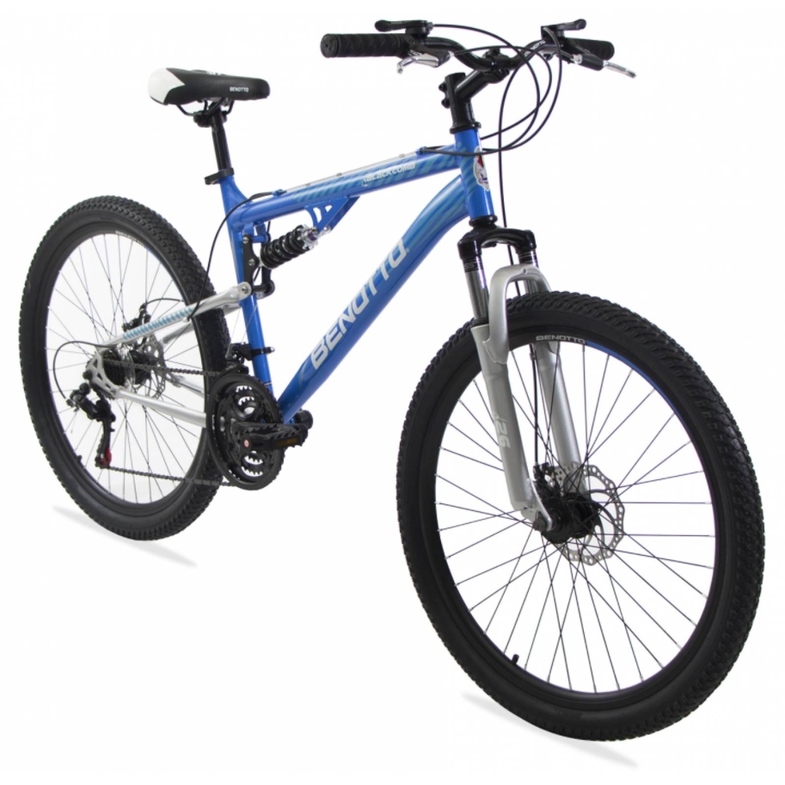 Bicicleta BENOTTO Montaña BLACKCOMB R26 21V Doble Suspensión Azul/Plata