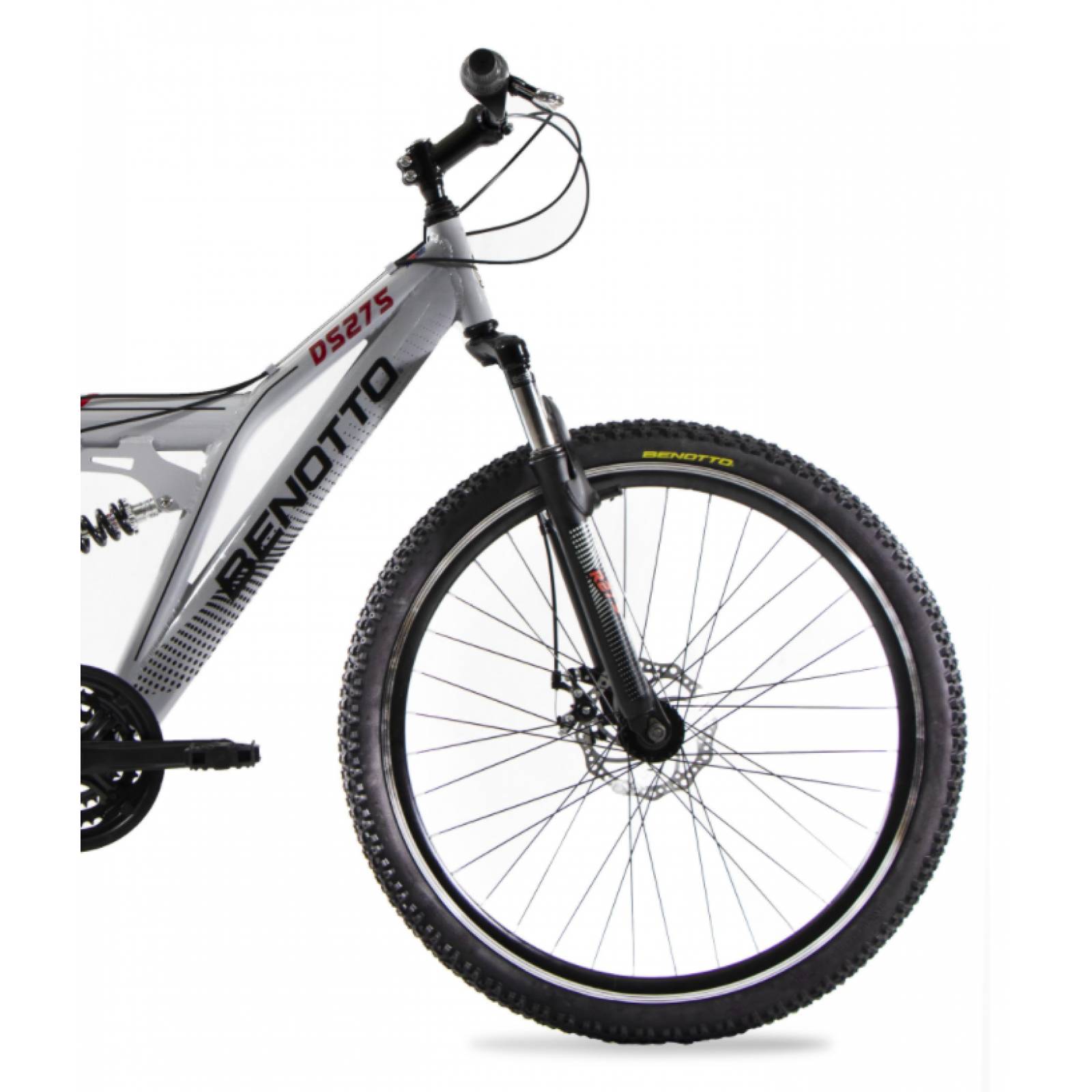 Bicicleta BENOTTO MTB DS275 R27.5 21V Aluminio Doble Suspensión Plateado