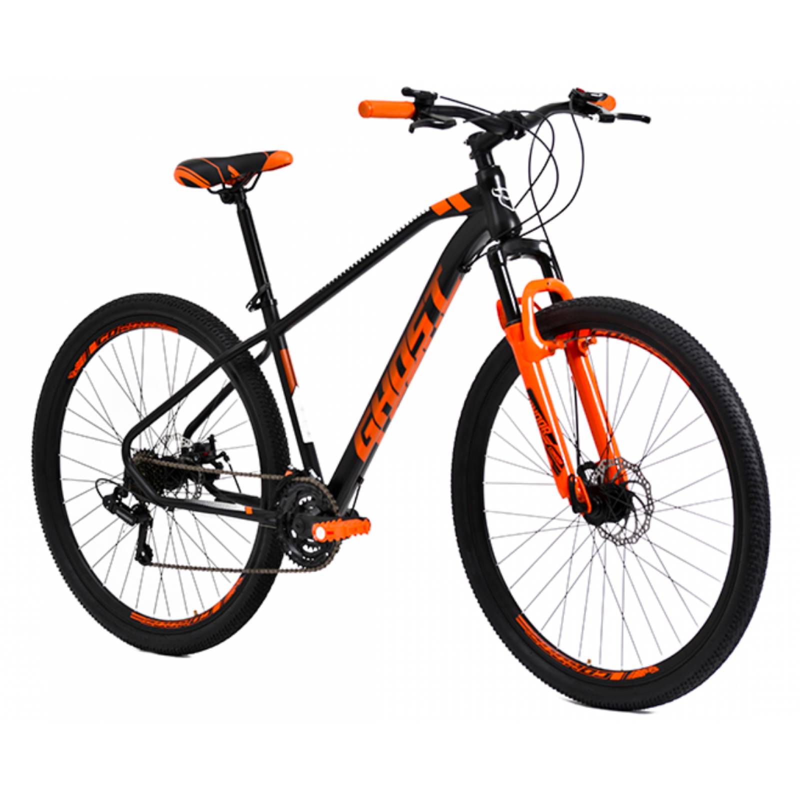 Bicicleta Montaña Ghost Claw R29 21V Shimano Doble Disco Negro/Naranja