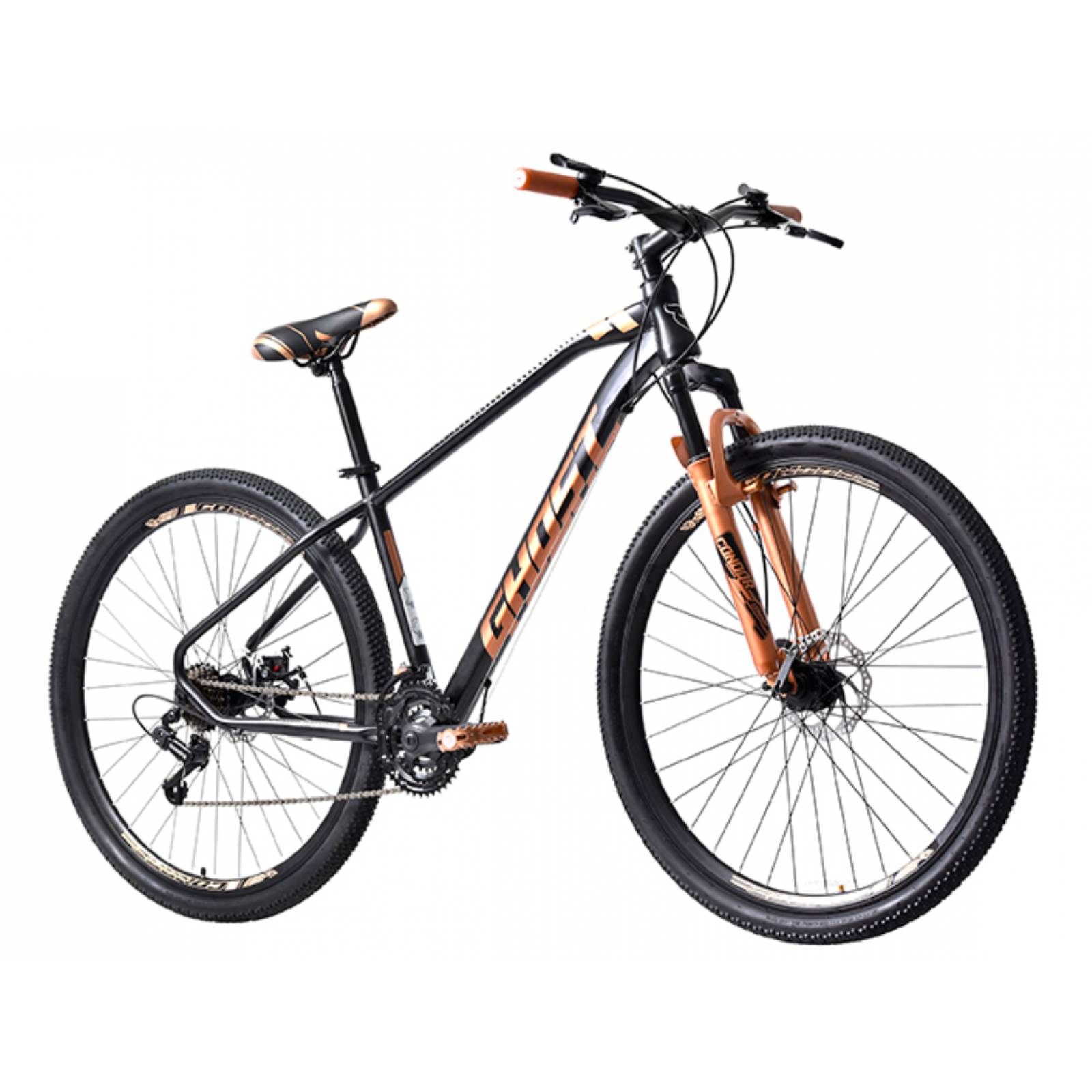 Bicicleta Montaña Ghost Claw R29 21V Shimano Doble Disco Negro/Cobre