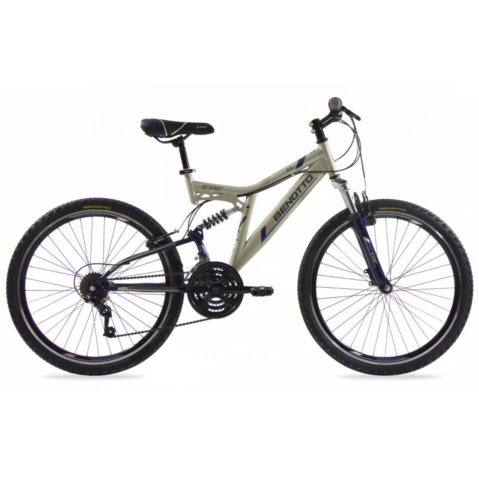 Bicicleta Benotto Montaña Sniper R26 21v. Doble Suspensión Dorado