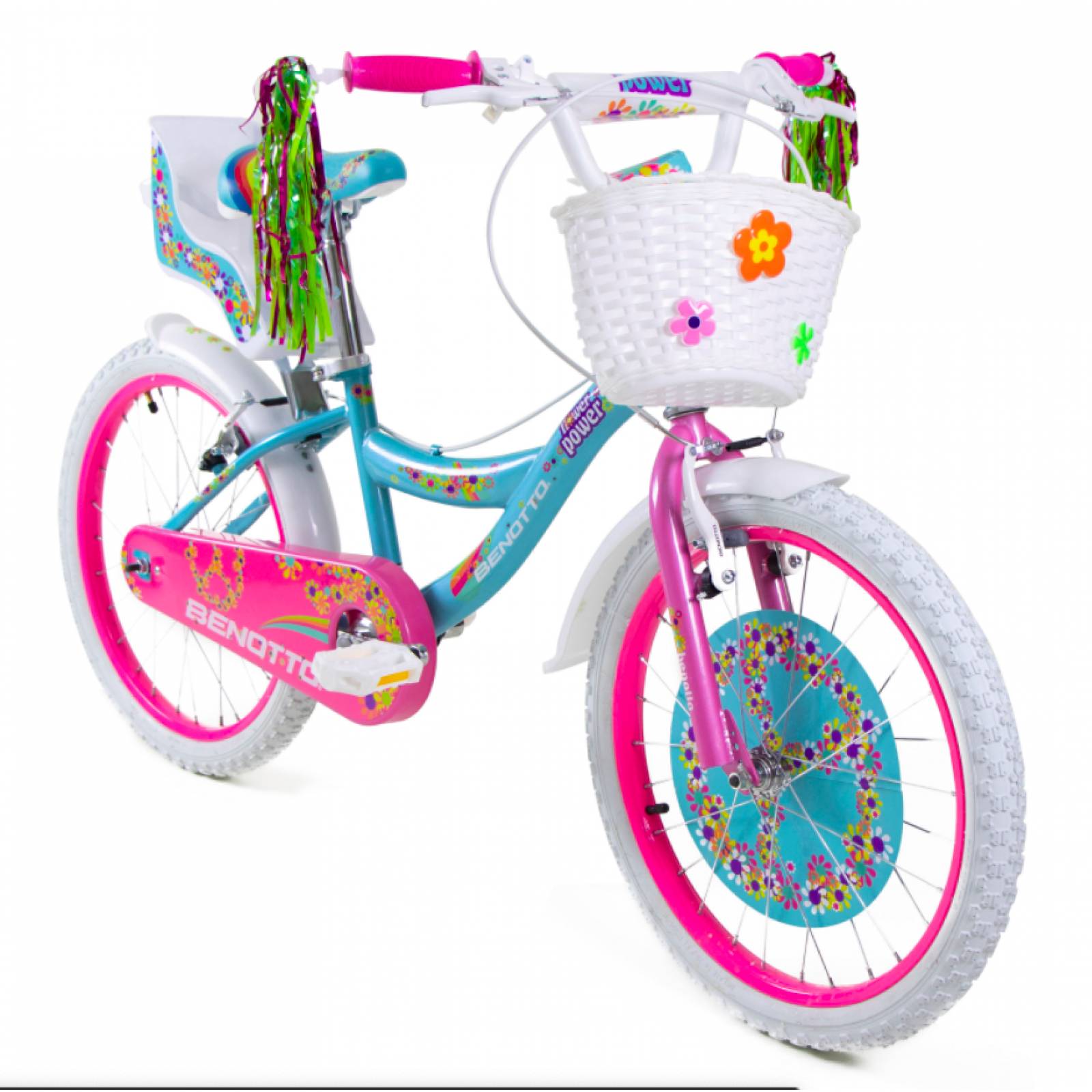 Bicicleta Benotto Cross Flower Power R20 1v. Niña Frenos V Aqua/Rosa