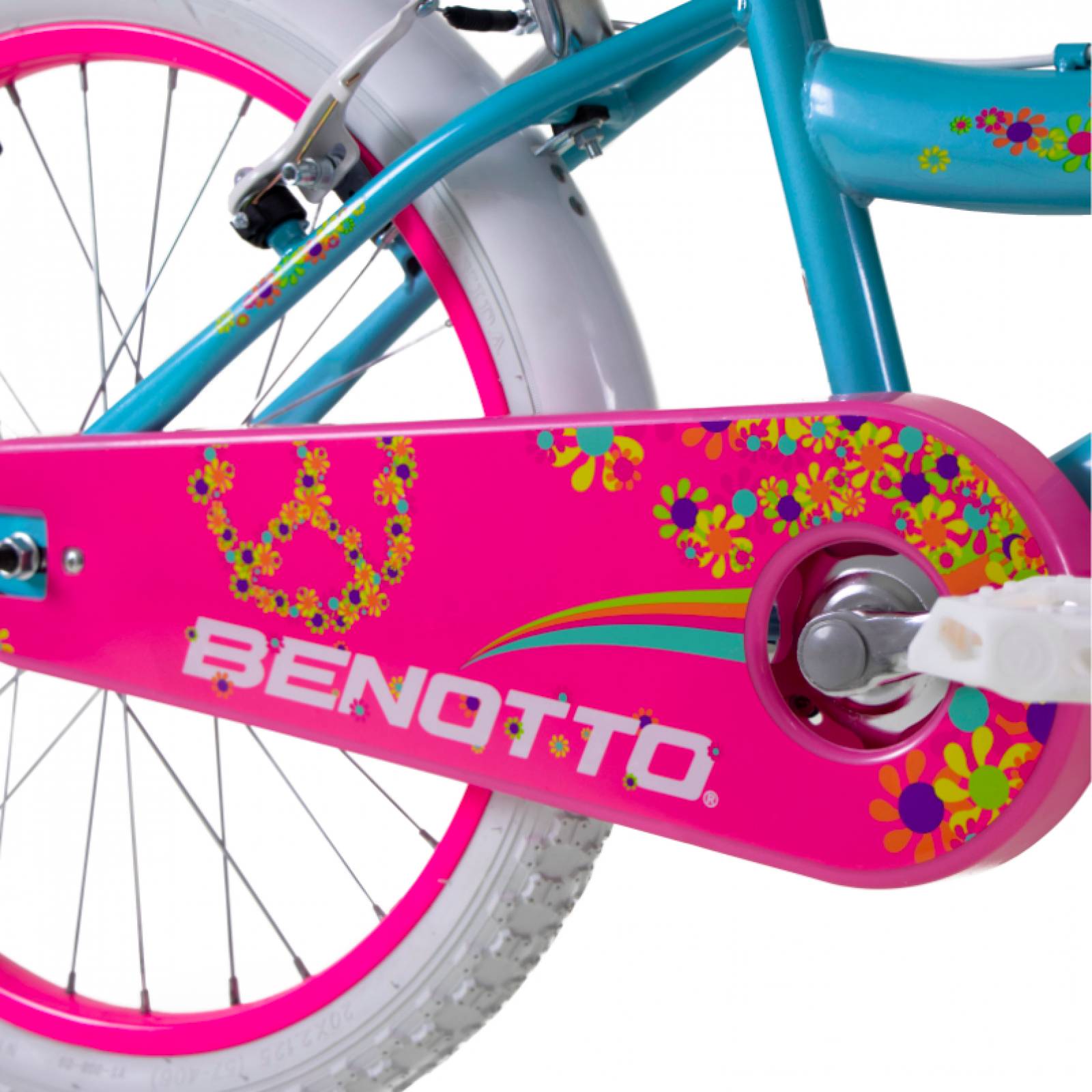 Bicicleta Benotto Cross Flower Power R20 1v. Niña Frenos V Aqua/Rosa