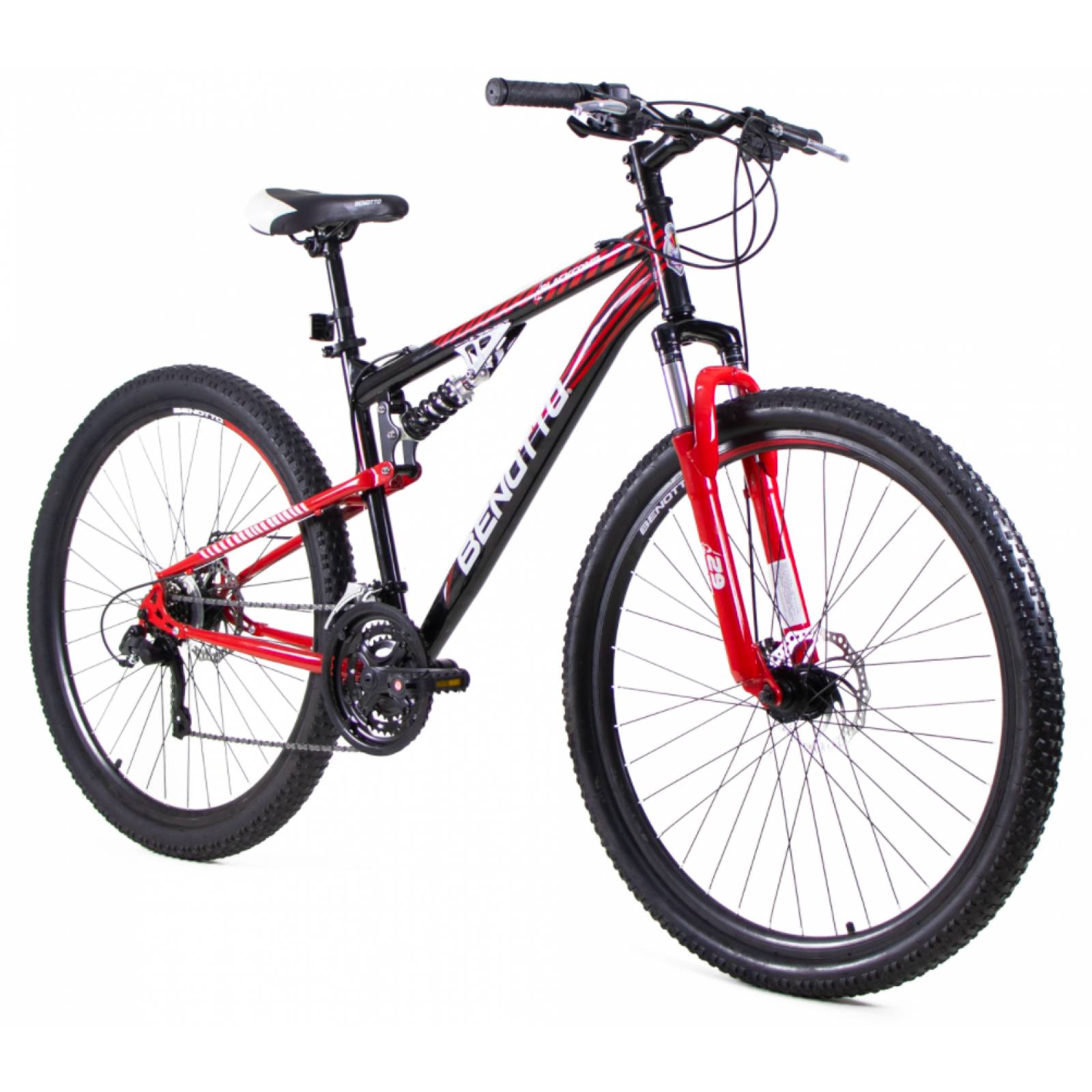 Bicicleta BENOTTO MTB BLACKCOMB Rodada 29 Doble Suspensión Negro/Rojo Unica