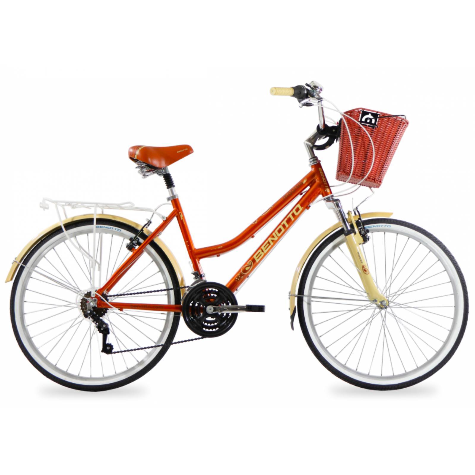 Bicicleta BENOTTO City MOOREA R26 21V Aluminio Suspensión Terracota/Crema Unico