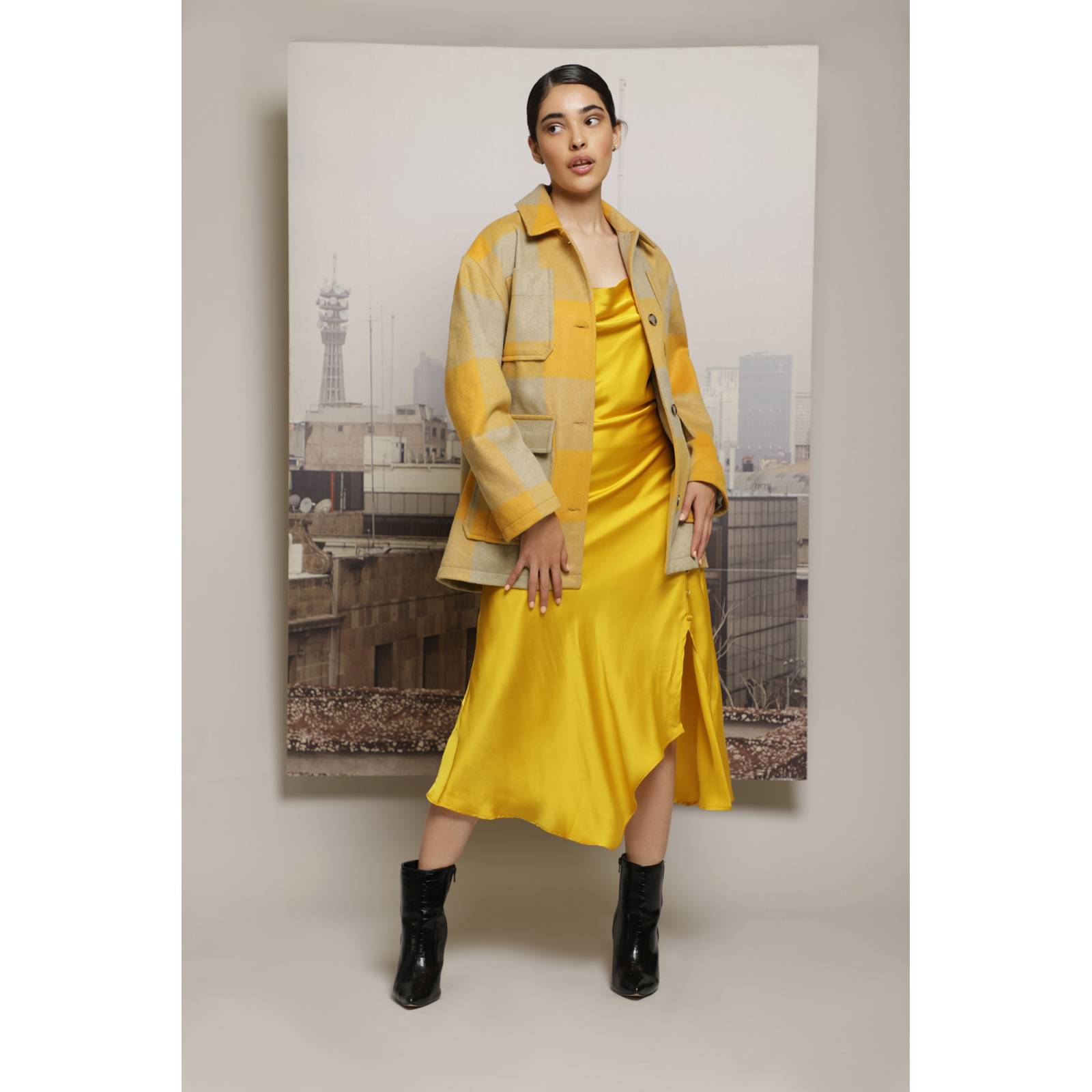 LOB CHAMARRA DE CUADROS EN CONTRASTE