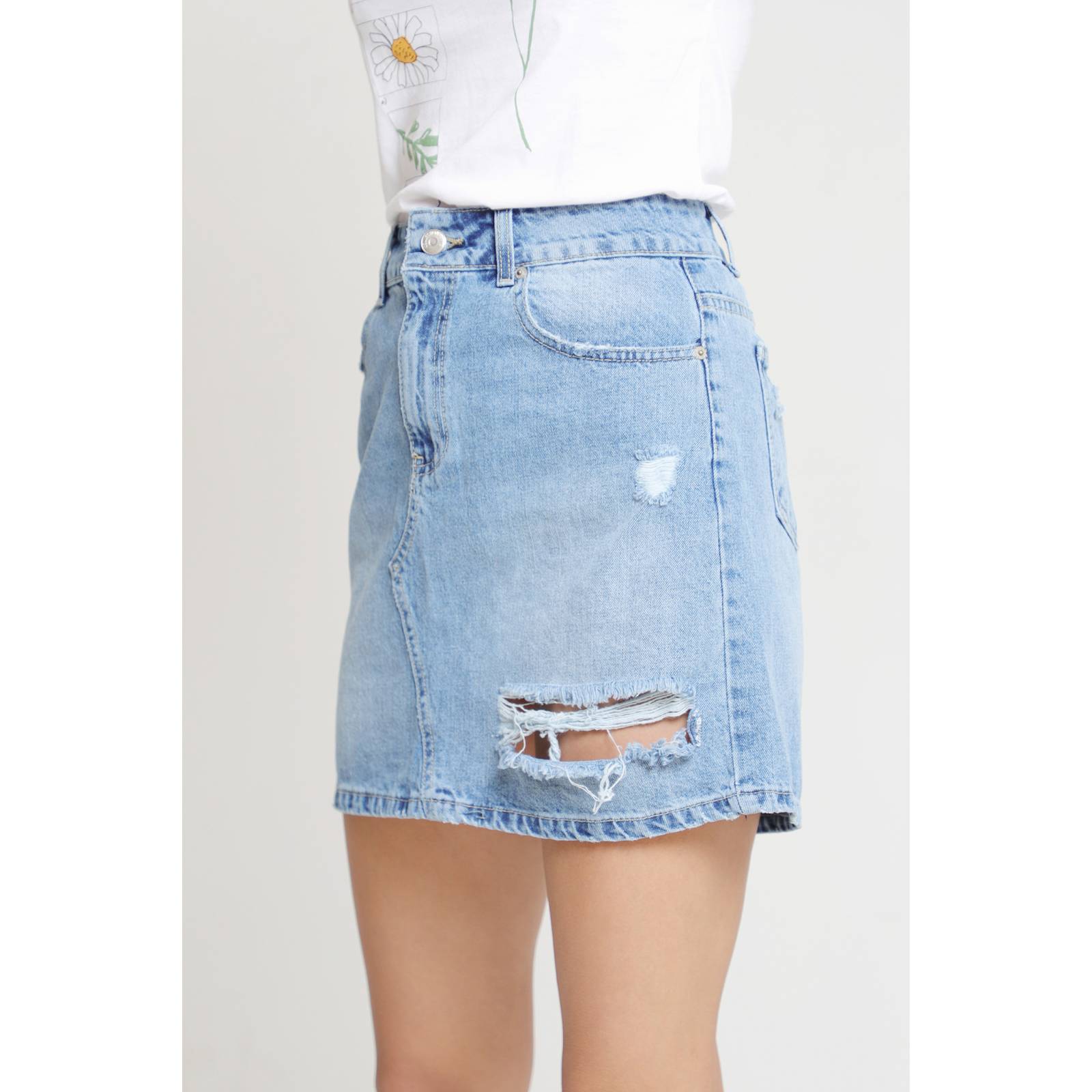 FALDA MEZCLILLA CORTA DESGASTES