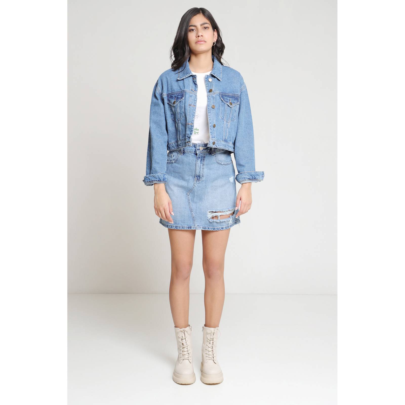 FALDA MEZCLILLA CORTA DESGASTES