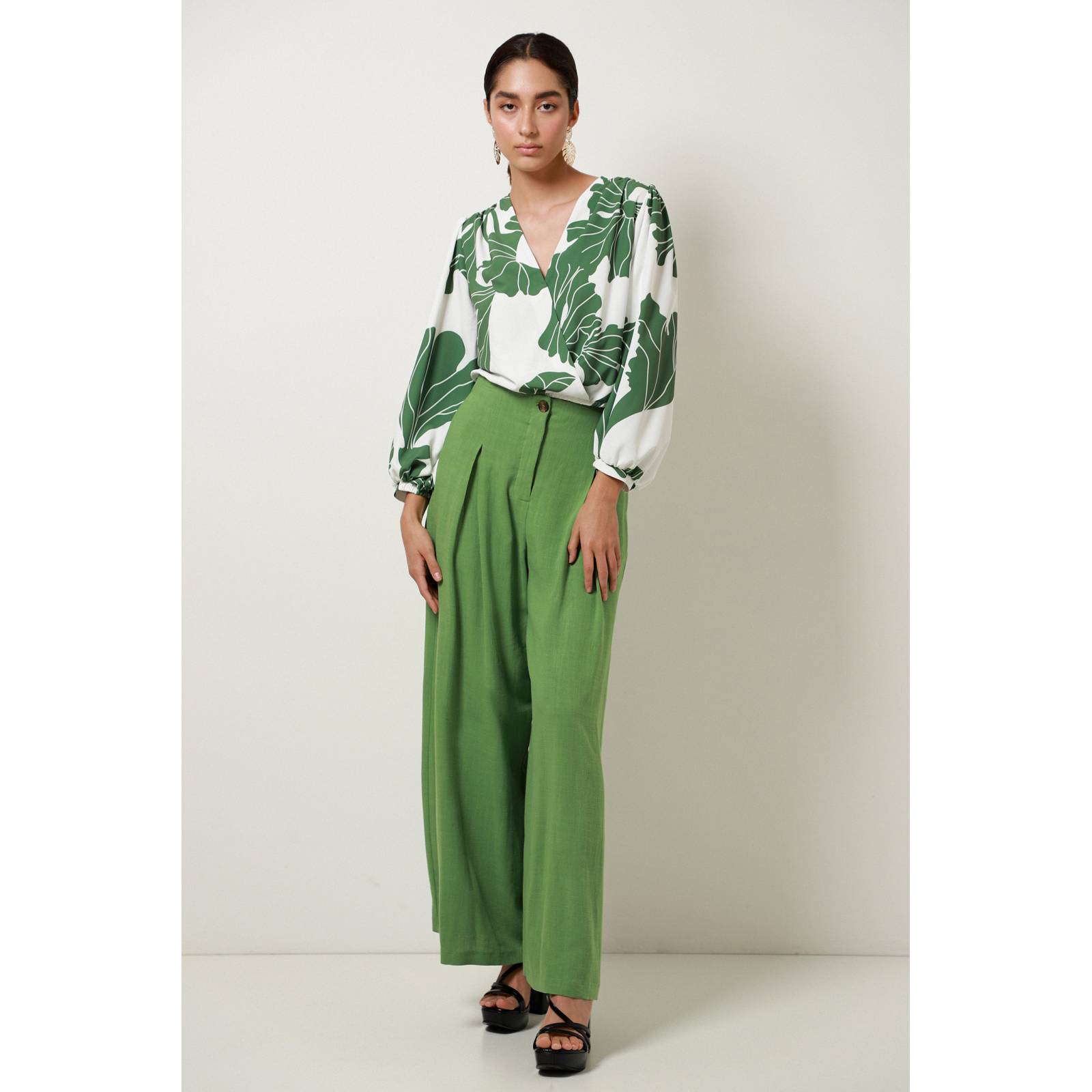 LOB PANTALÓN PIERNA ANCHA MEZCLA LINO