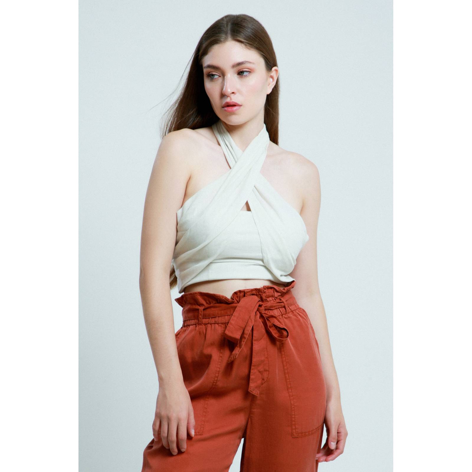 LOB BLUSA HALTER MEZCLA DE LINO