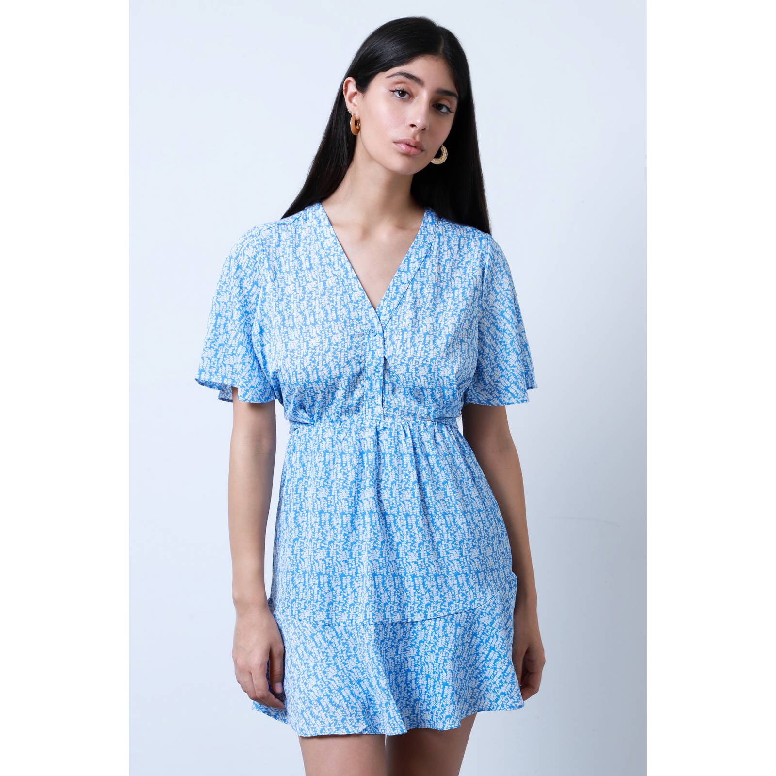 LOB VESTIDO CORTO ESTAMPADO CUELLO V