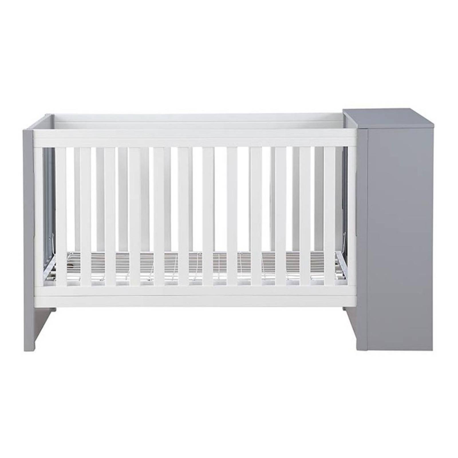 Cama Cuna Convertible Estantes Baby Relax | Blanco Y Gris 