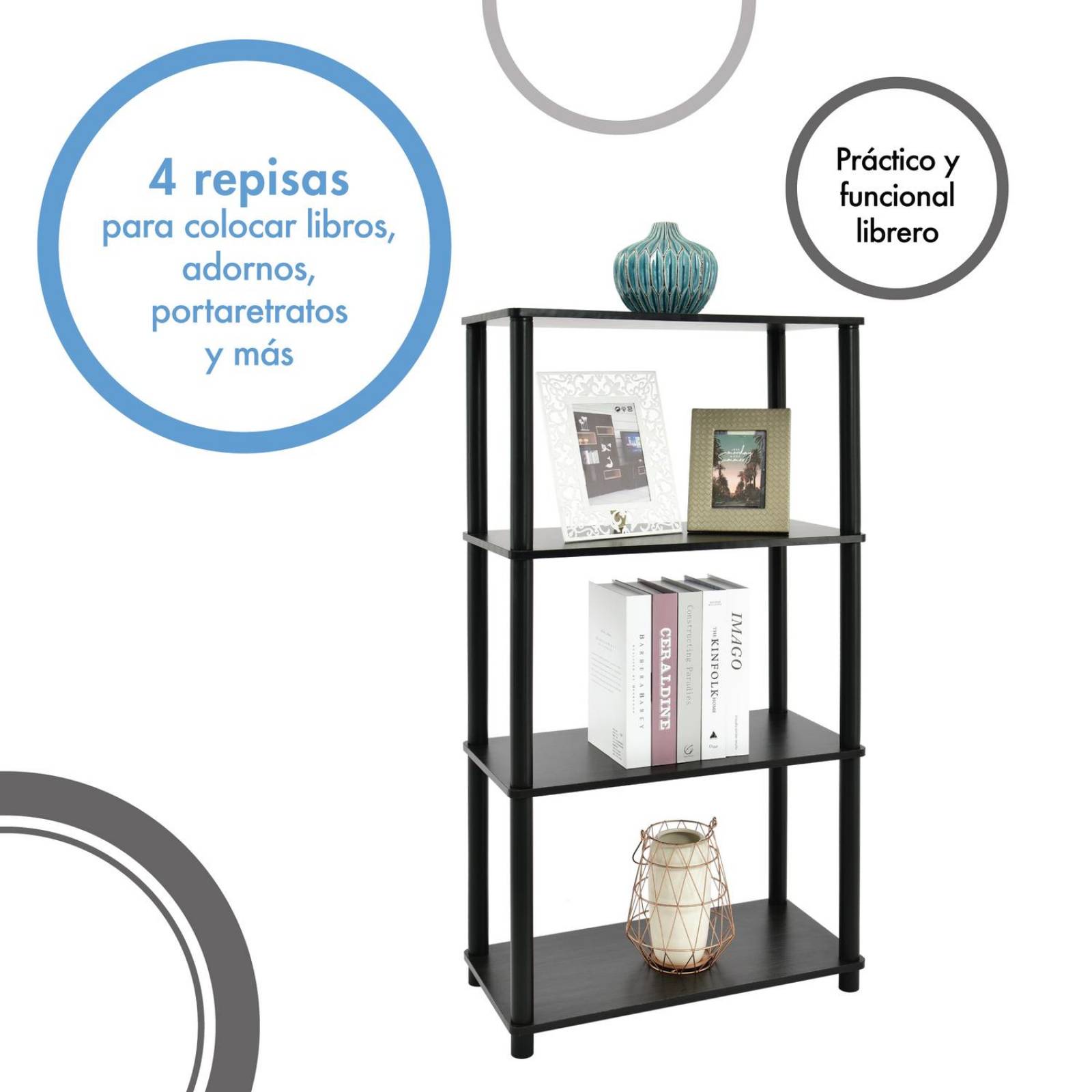 Mueble Cosco Home Librero de 4 entrepaños Espresso