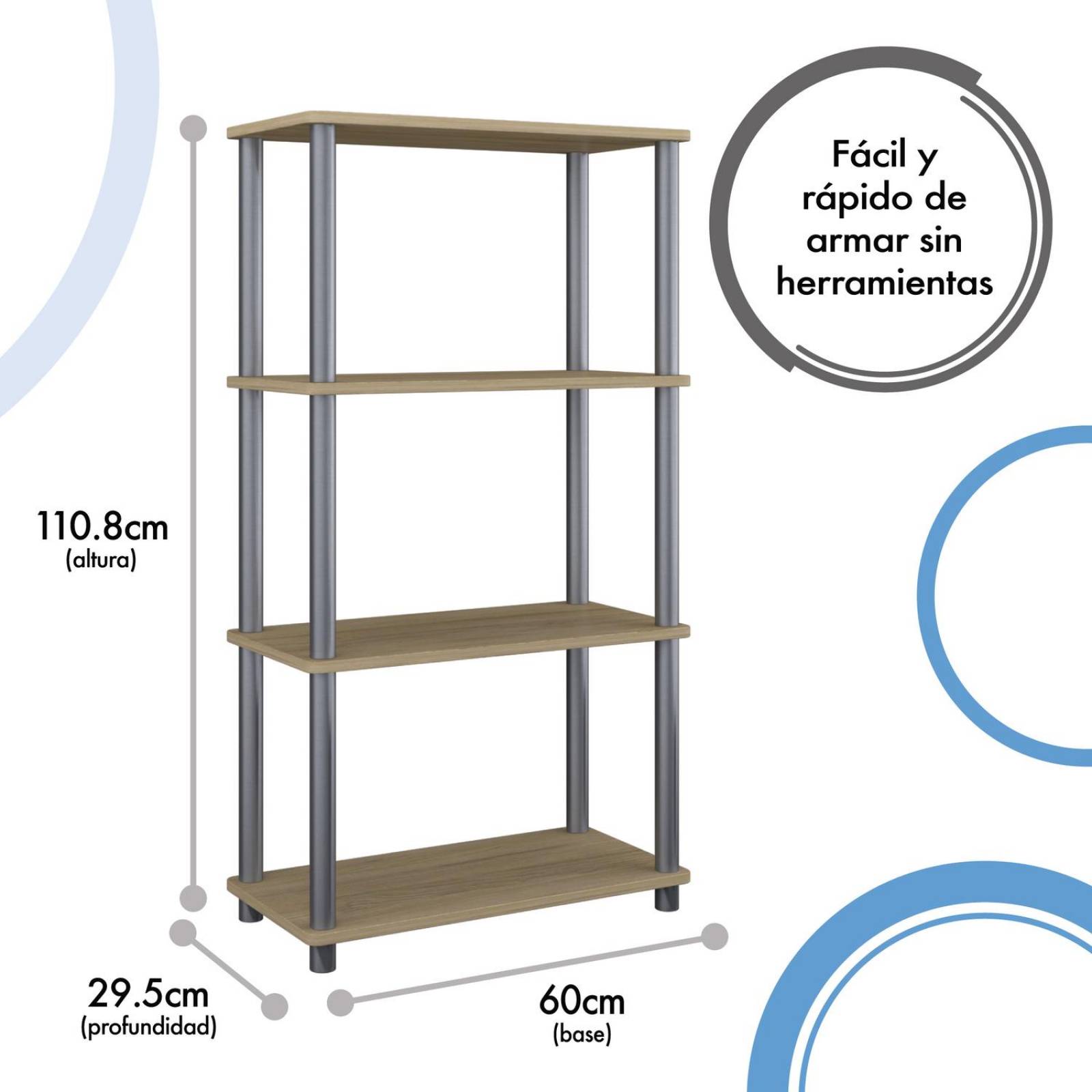 Mueble Cosco Home Librero de 4 entrepaños Oak