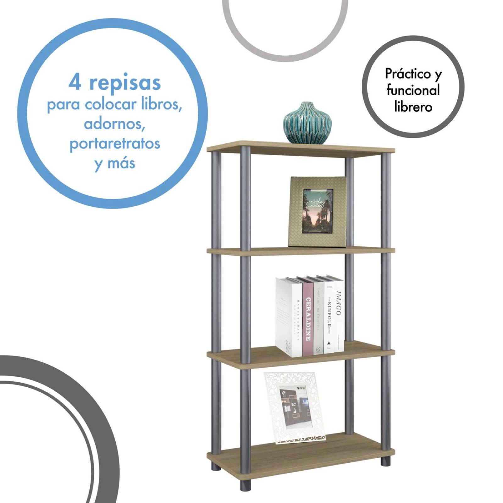 Mueble Cosco Home Librero de 4 entrepaños Oak