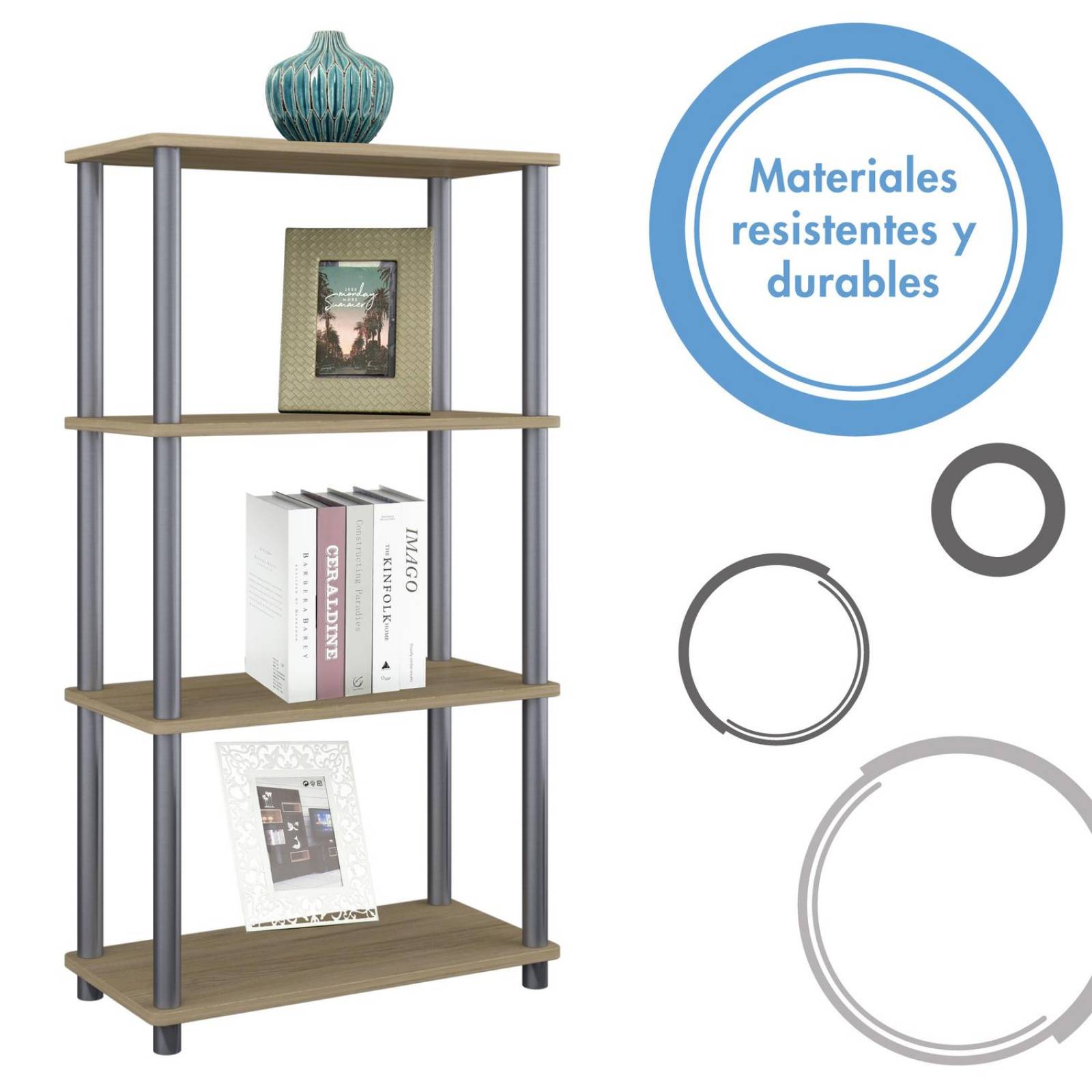 Mueble Cosco Home Librero de 4 entrepaños Oak
