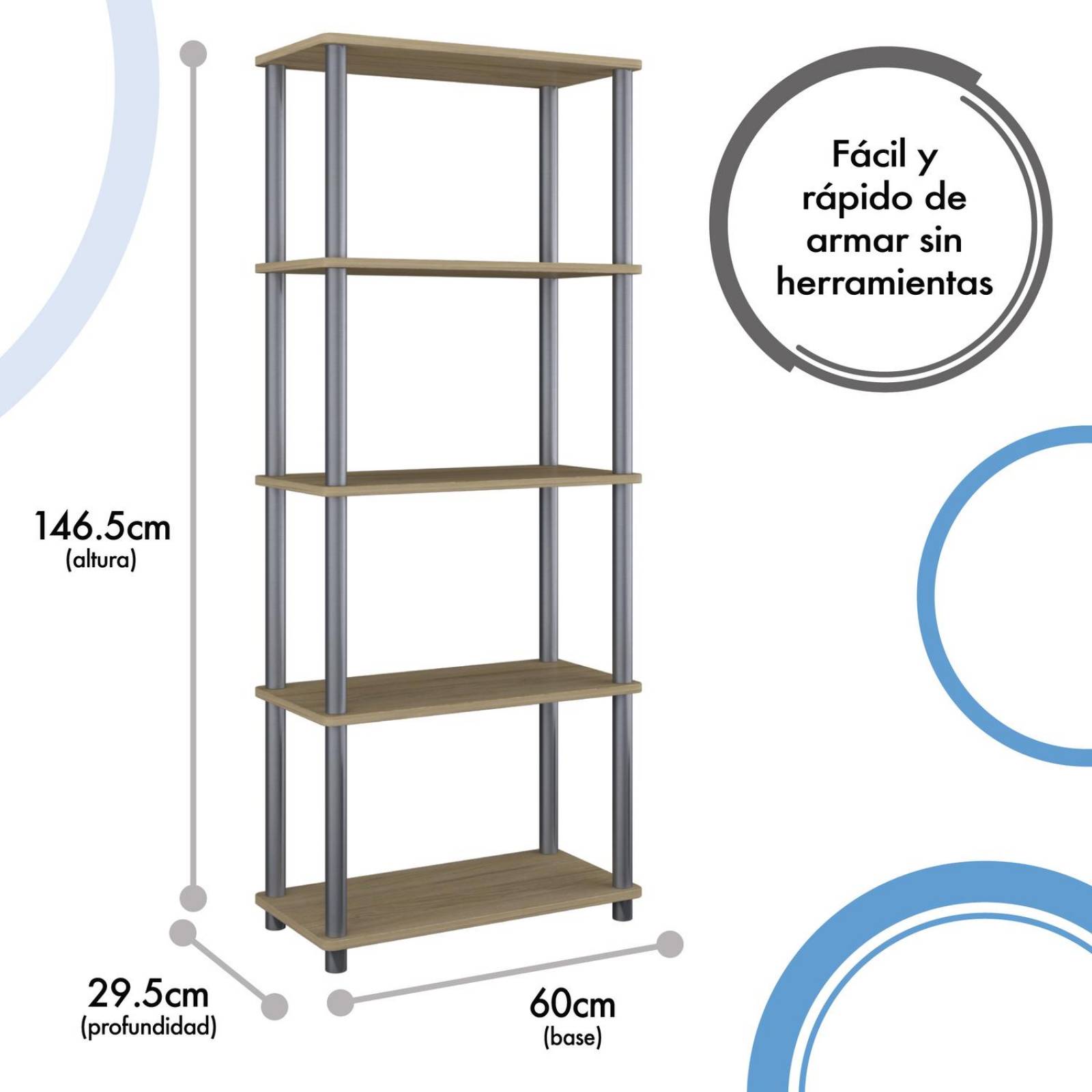 Mueble Cosco Home Librero de 5 Entrepaños Oak