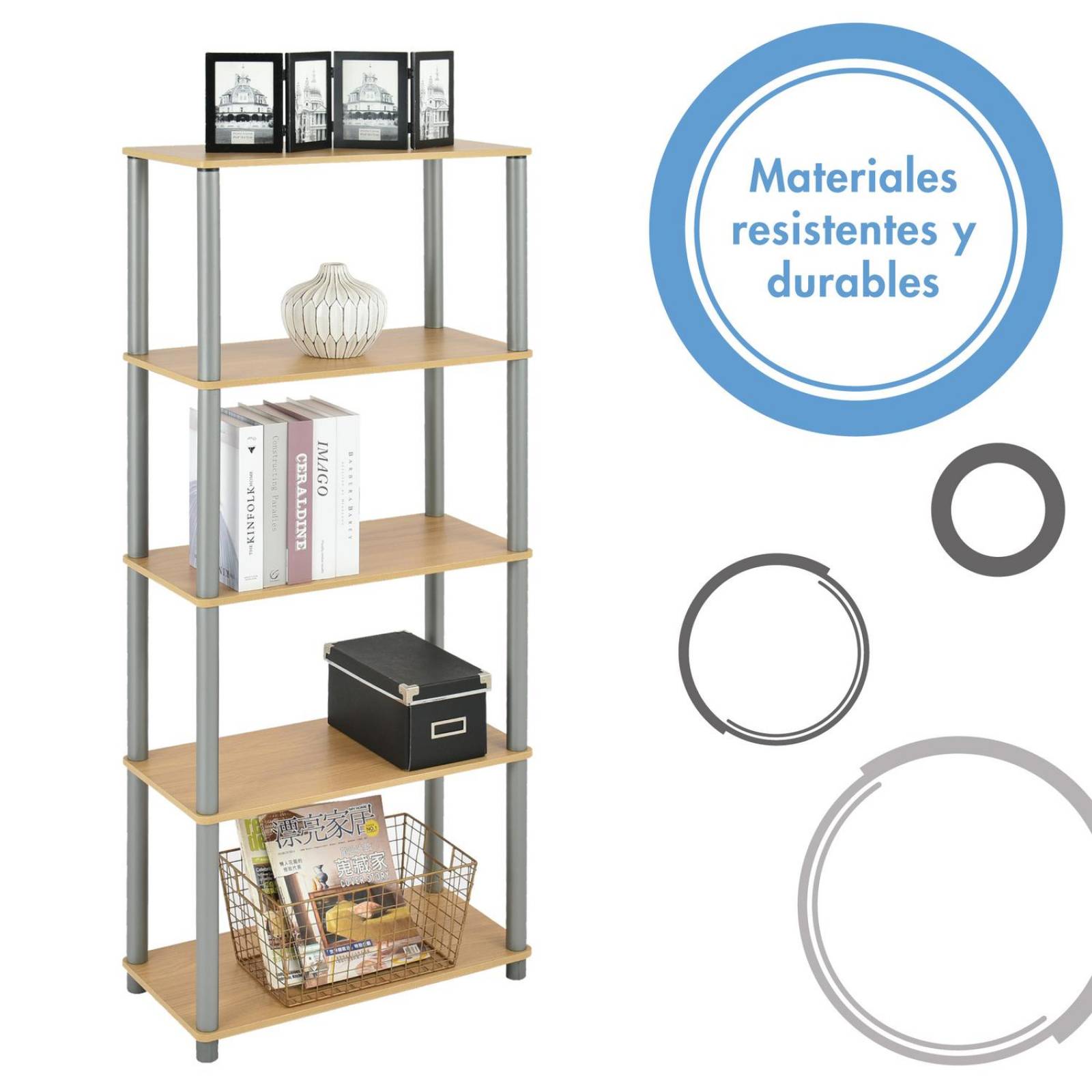 Mueble Cosco Home Librero de 5 Entrepaños Oak
