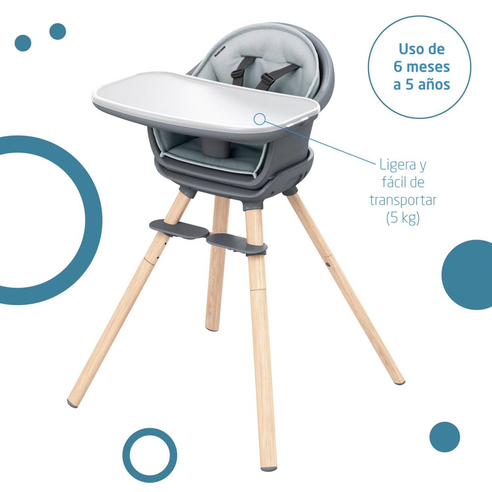 Silla Alta Periquera Maxi Cosi Moa 8 en 1 Gris oscuro