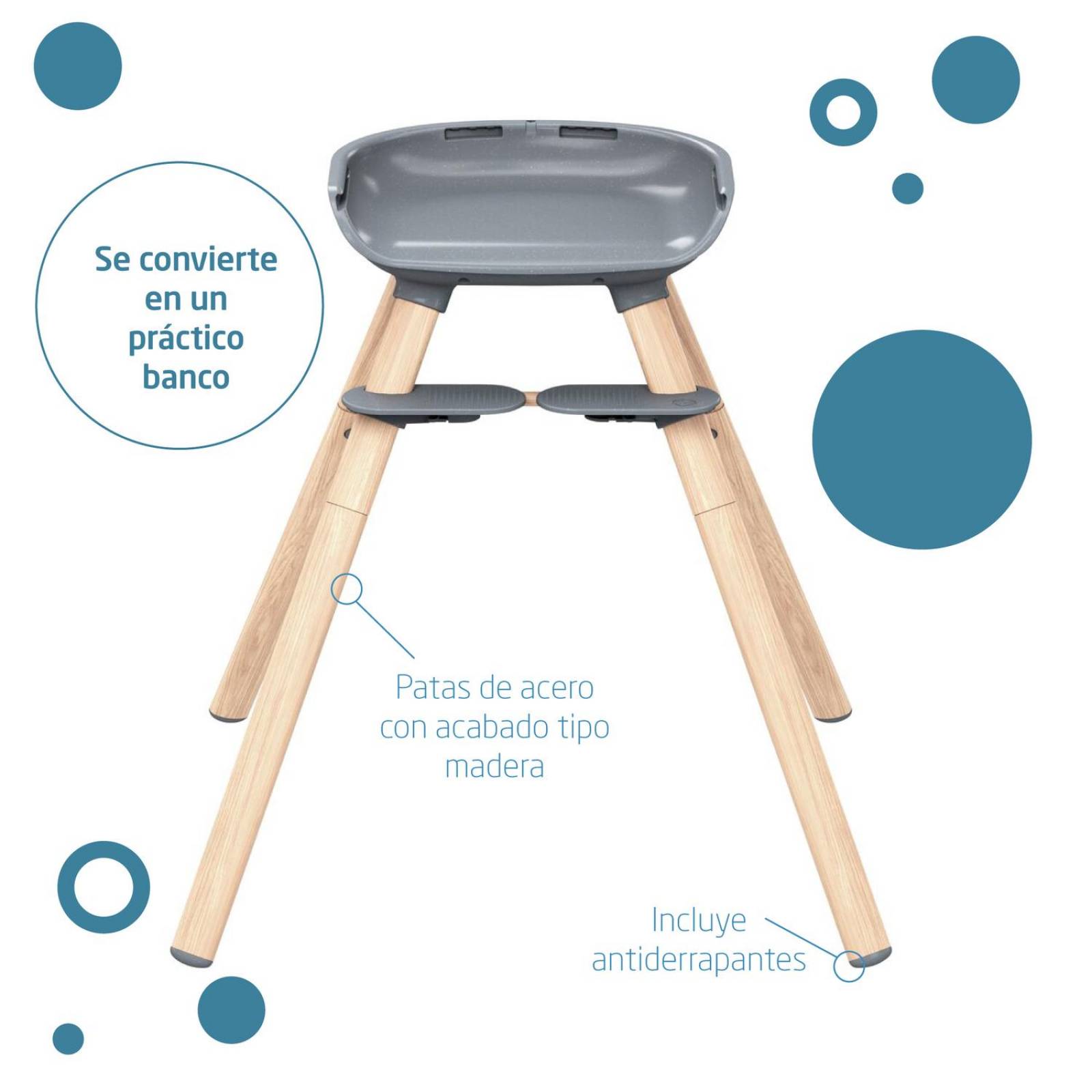 Silla Alta Periquera Maxi Cosi Moa 8 en 1 Gris oscuro