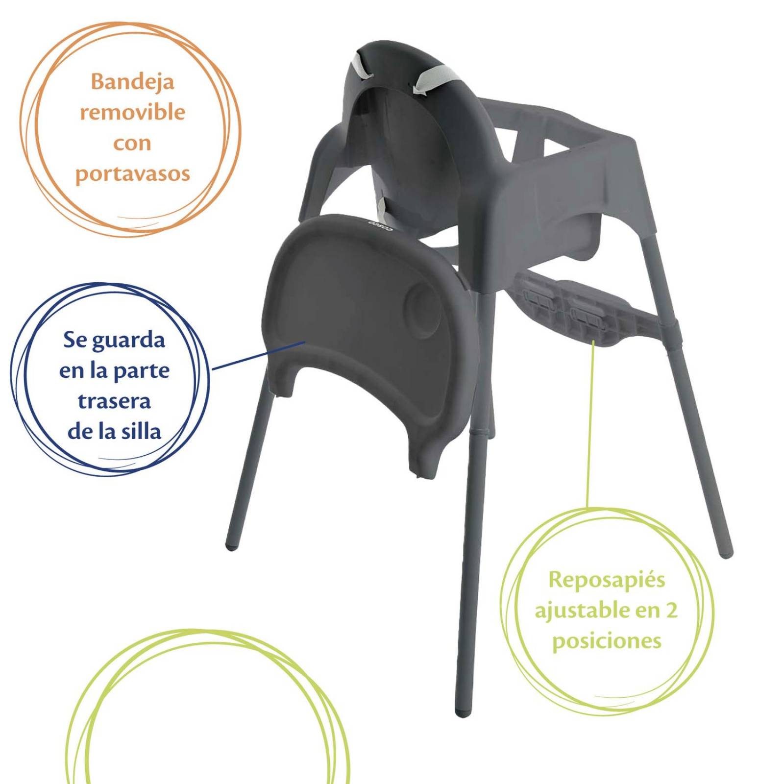 Silla Alta Para Bebé Cosco Cook Gris 