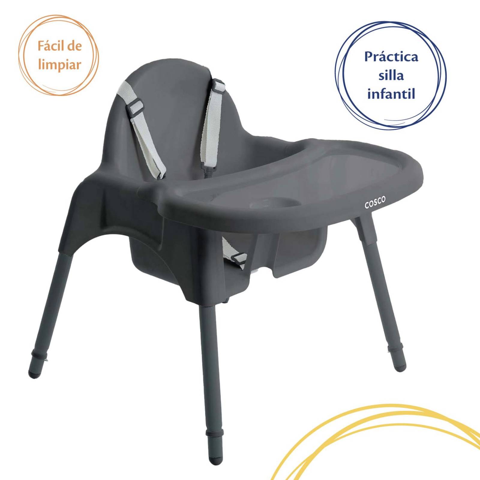 Silla Alta Para Bebé Cosco Cook Gris 