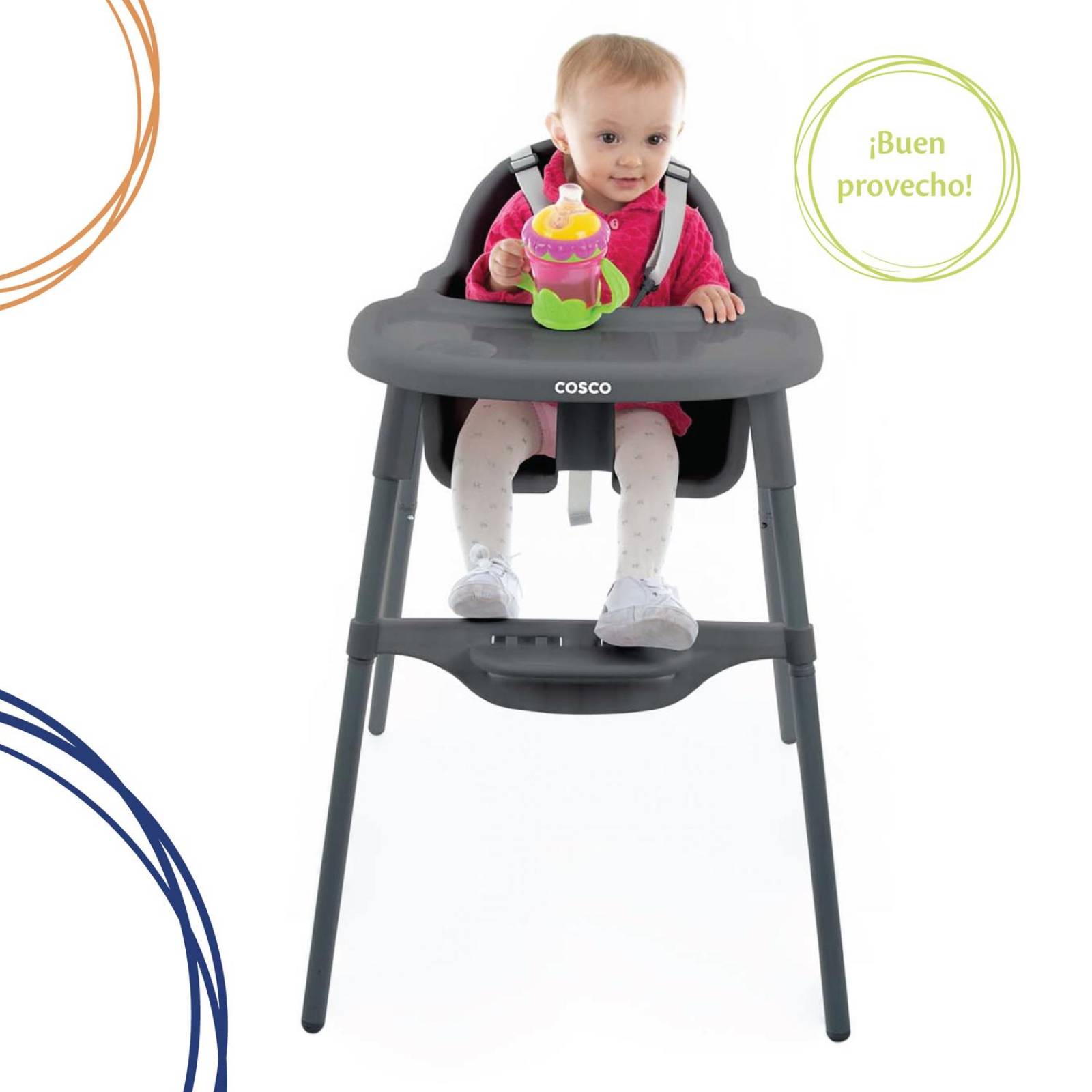 Silla Alta Para Bebé Cosco Cook Gris 