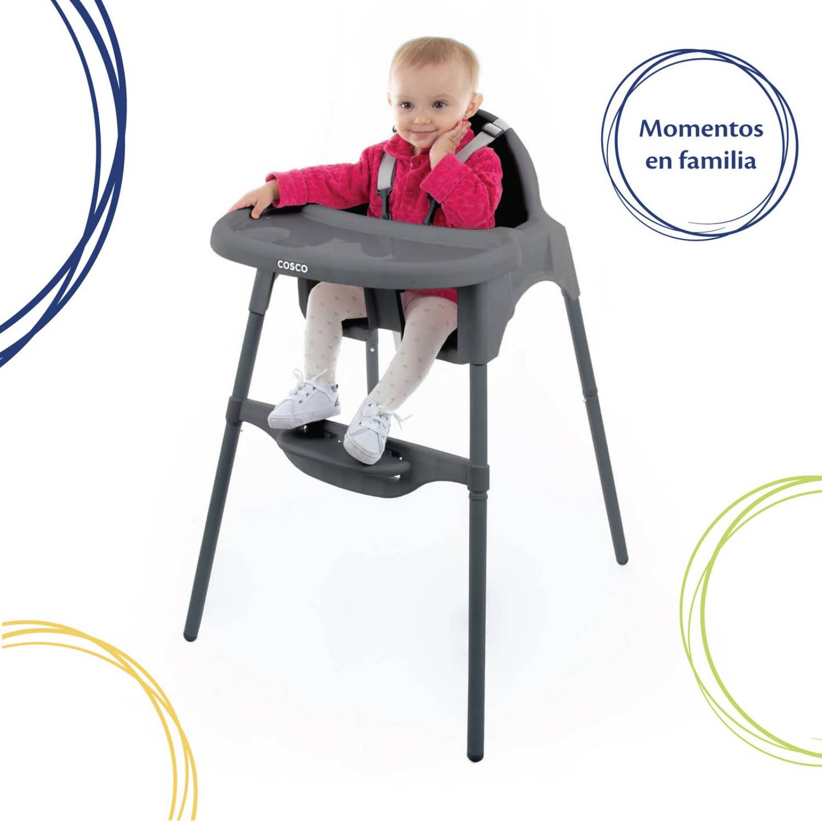 Silla Alta Para Bebé Cosco Cook Gris 