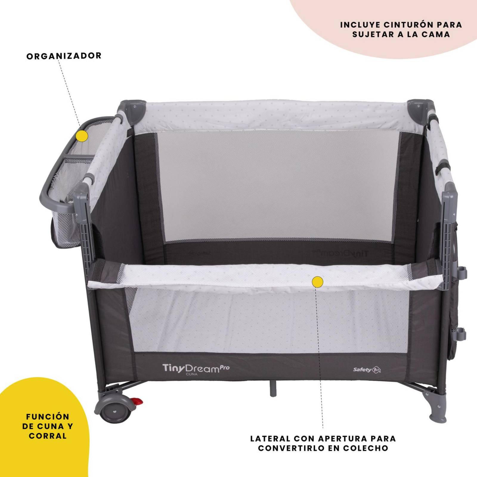 Cuna de Viaje Safety 1st Tiny Dream Pro Gris