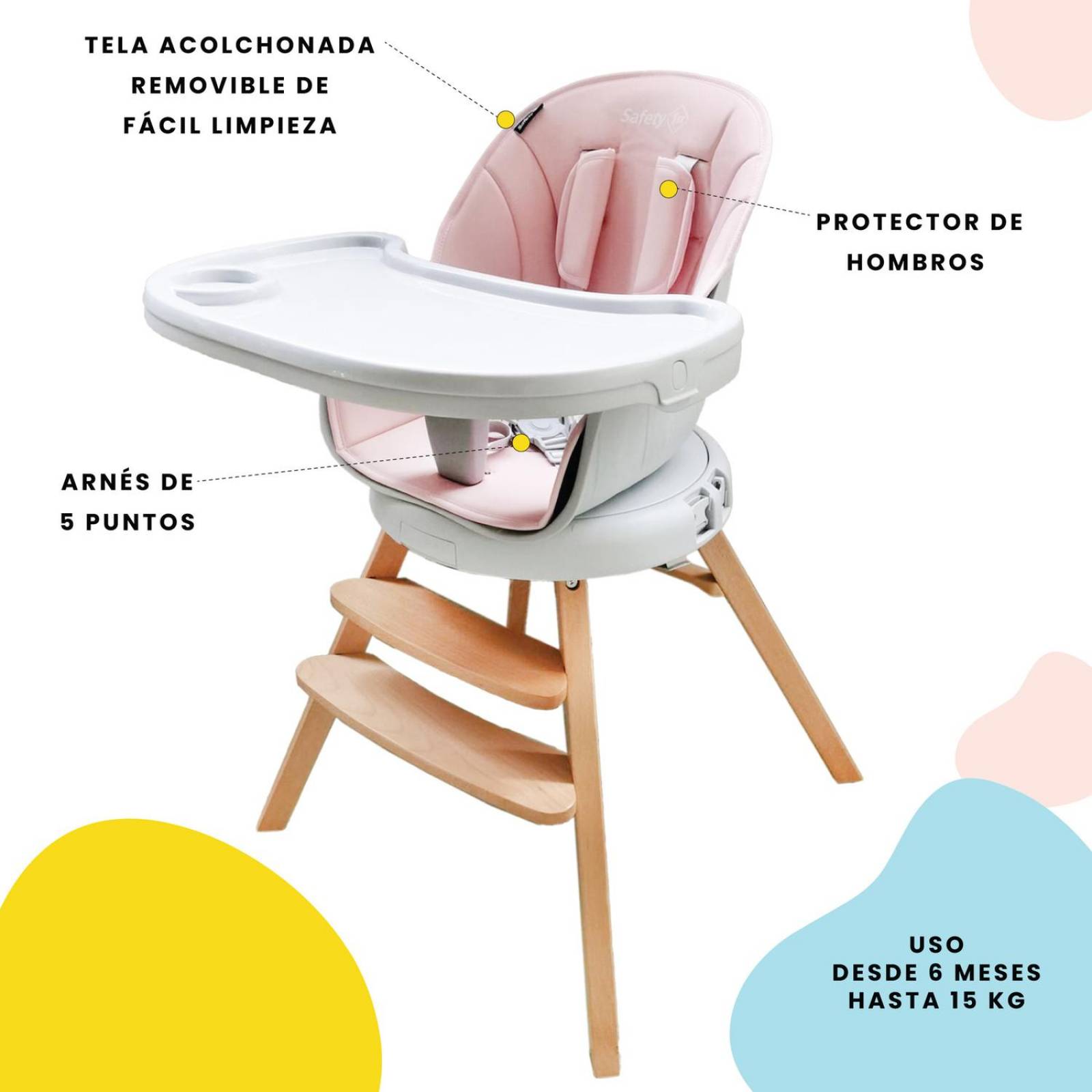 Silla Alta para Bebé Periquera Safety 1st Giro 360 Rosa