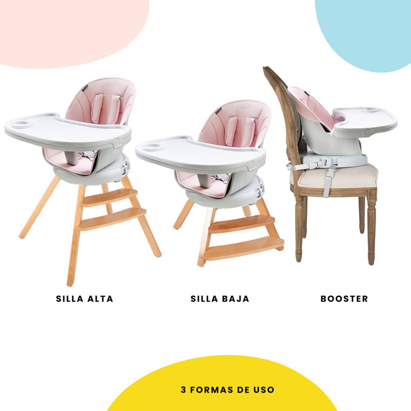 Silla Alta para Bebé Periquera Safety 1st Giro 360 Rosa
