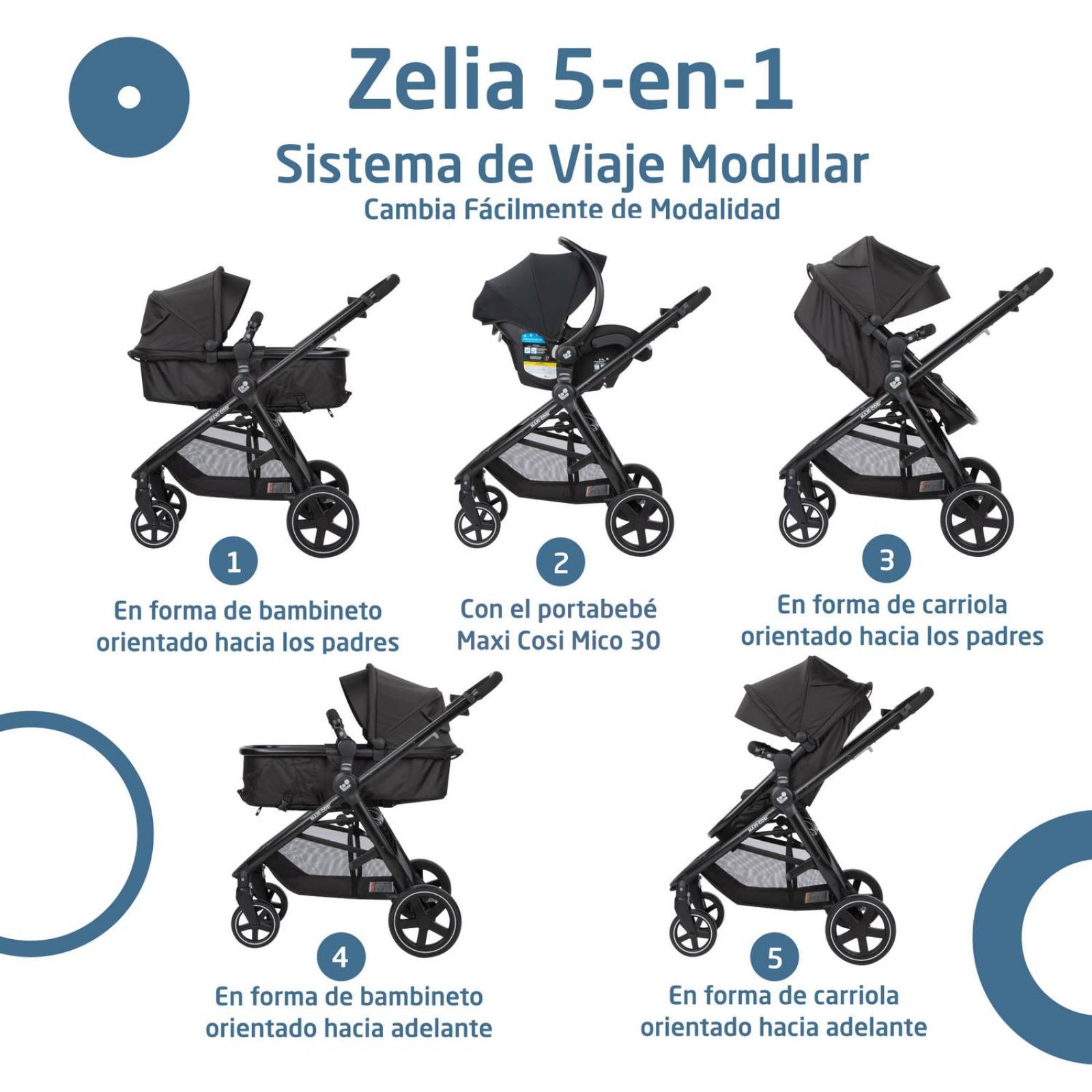 Carriola para Bebé Sistema de Viaje Maxi Cosi Zelia 2 Midnight Black