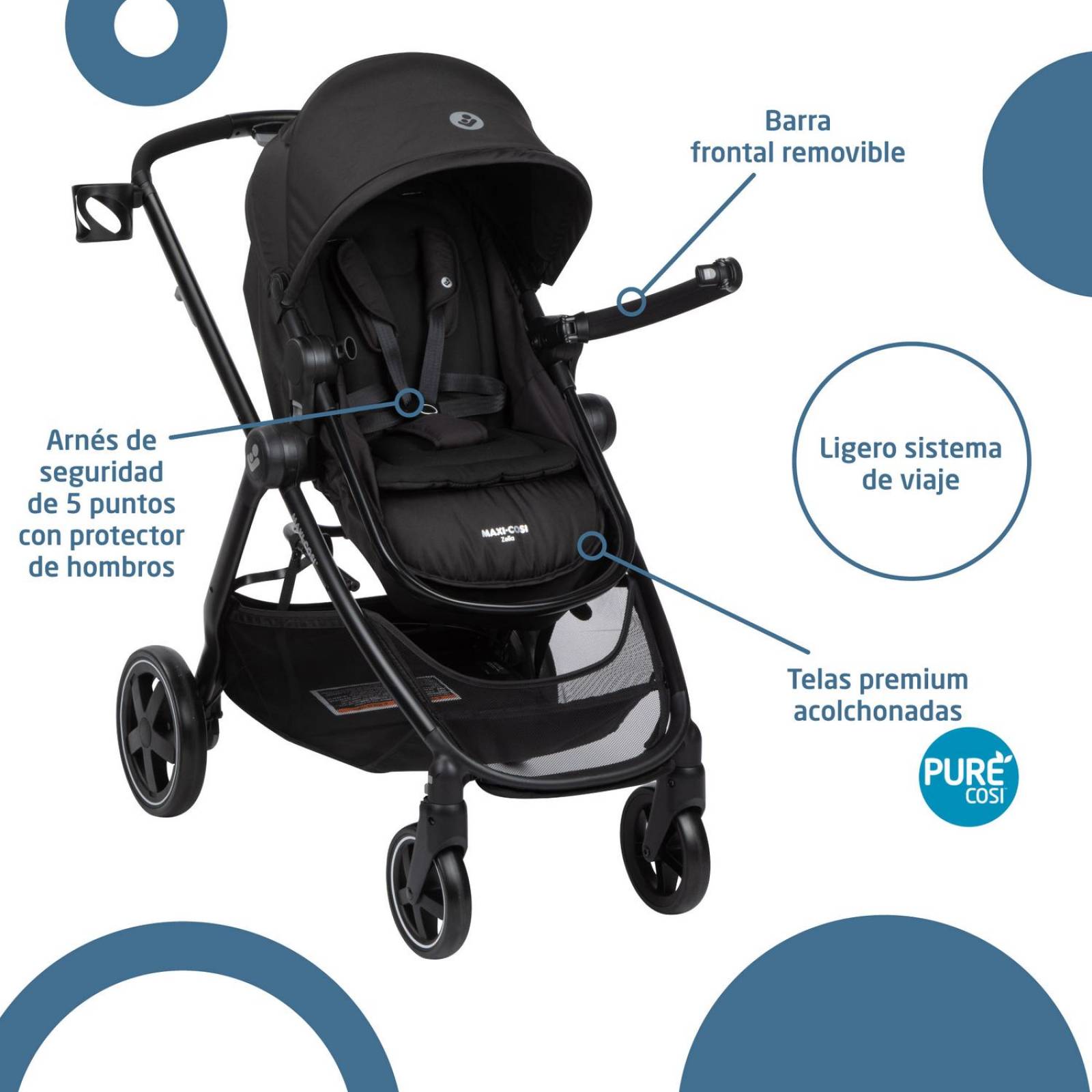 Carriola para Bebé Sistema de Viaje Maxi Cosi Zelia 2 Midnight Black