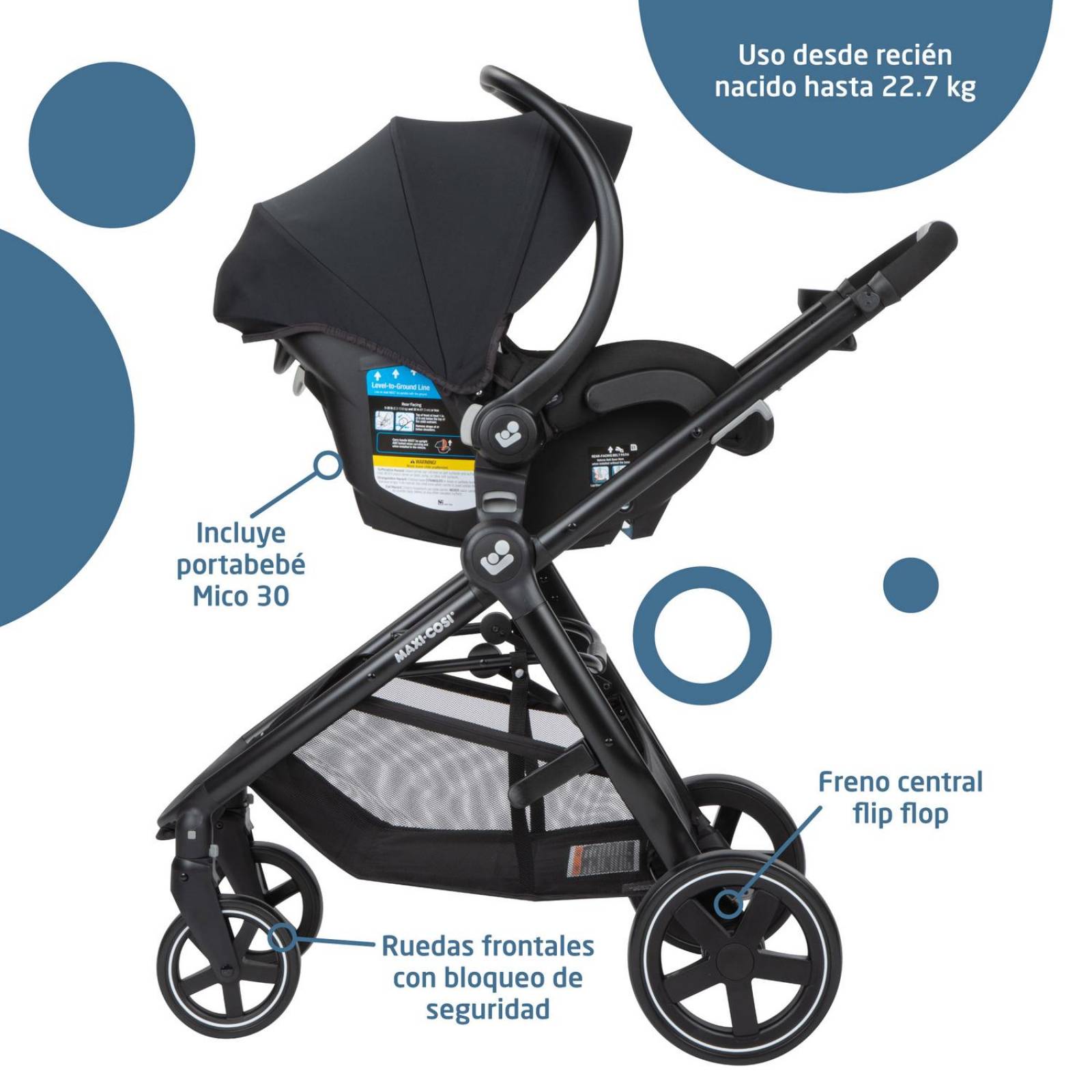Carriola para Bebé Sistema de Viaje Maxi Cosi Zelia 2 Midnight Black