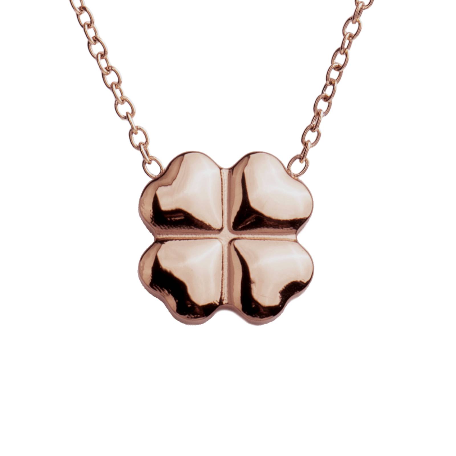 LuckyLy Set de Joyería para Mujer Acero Inoxidable con Baño de Oro Rosa 18k, Collar y Aretes Mujer Trébol, UNITALLA