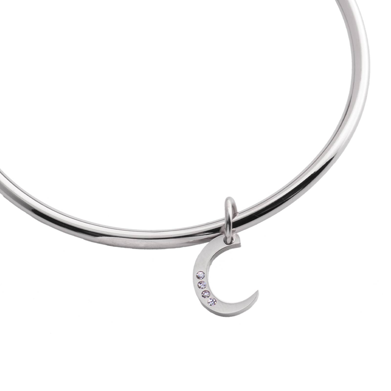 LuckyLy Charms para Pulseras de Mujer, Dije de Inicial Letra, Acero Inoxidable Color Plata y Zirconia Cúbica, Letra C