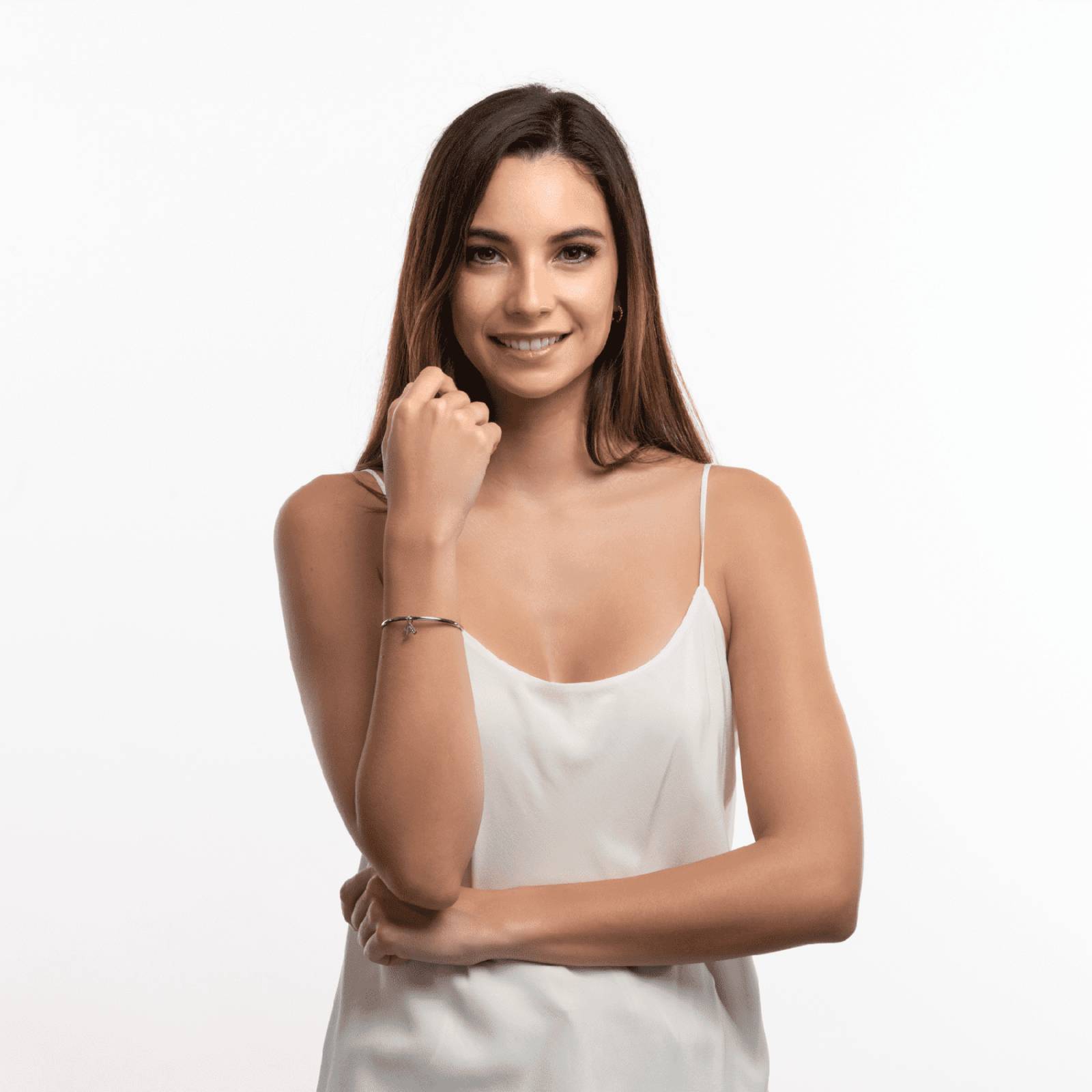 LuckyLy Charms para Pulseras de Mujer, Dije de Inicial Letra, Acero Inoxidable Color Plata y Zirconia Cúbica, Letra C