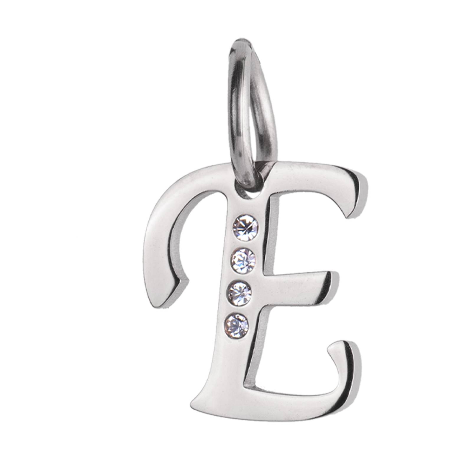 LuckyLy Charms para Pulseras de Mujer, Dije de Inicial Letra, Acero Inoxidable Color Plata y Zirconia Cúbica, Letra E