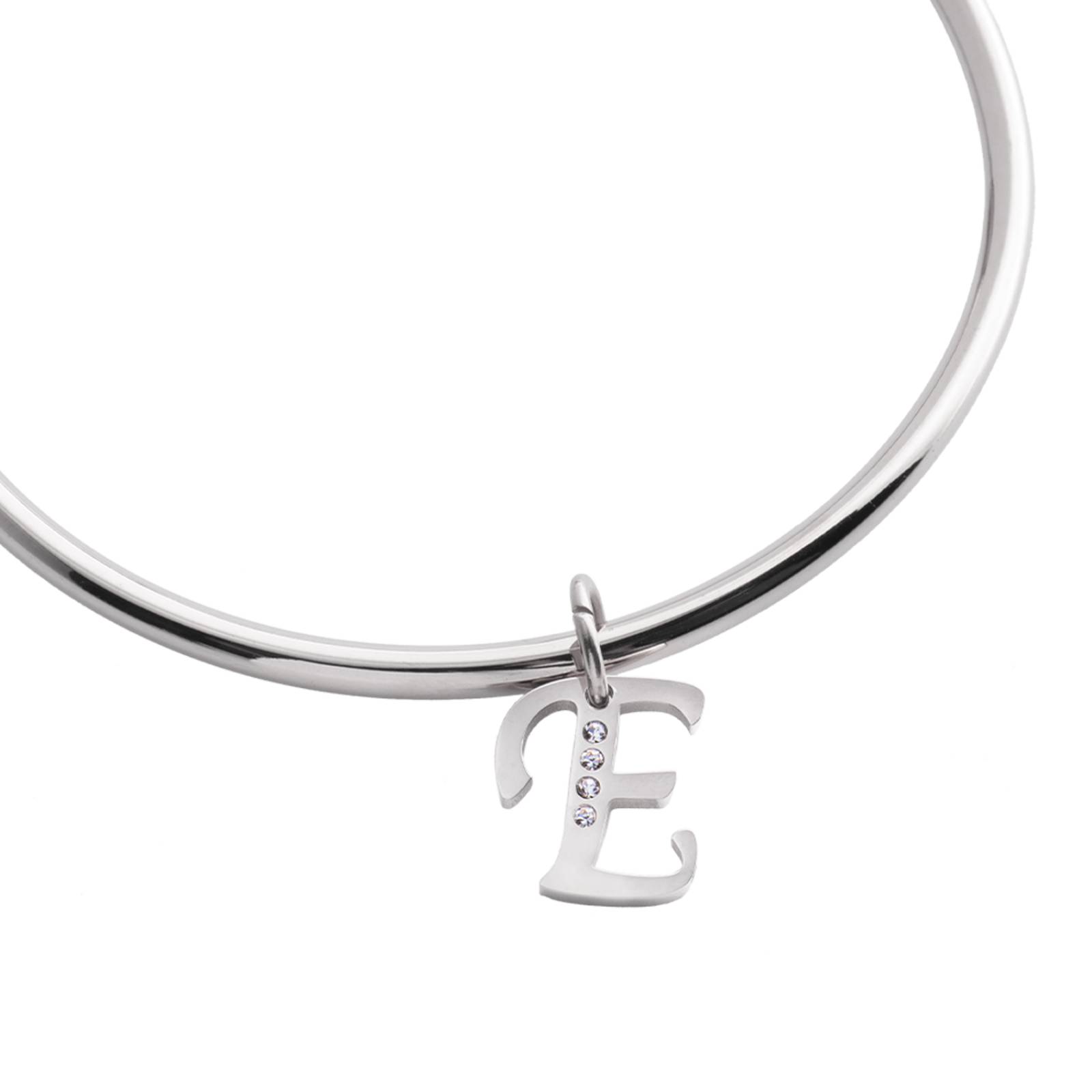 LuckyLy Charms para Pulseras de Mujer, Dije de Inicial Letra, Acero Inoxidable Color Plata y Zirconia Cúbica, Letra E