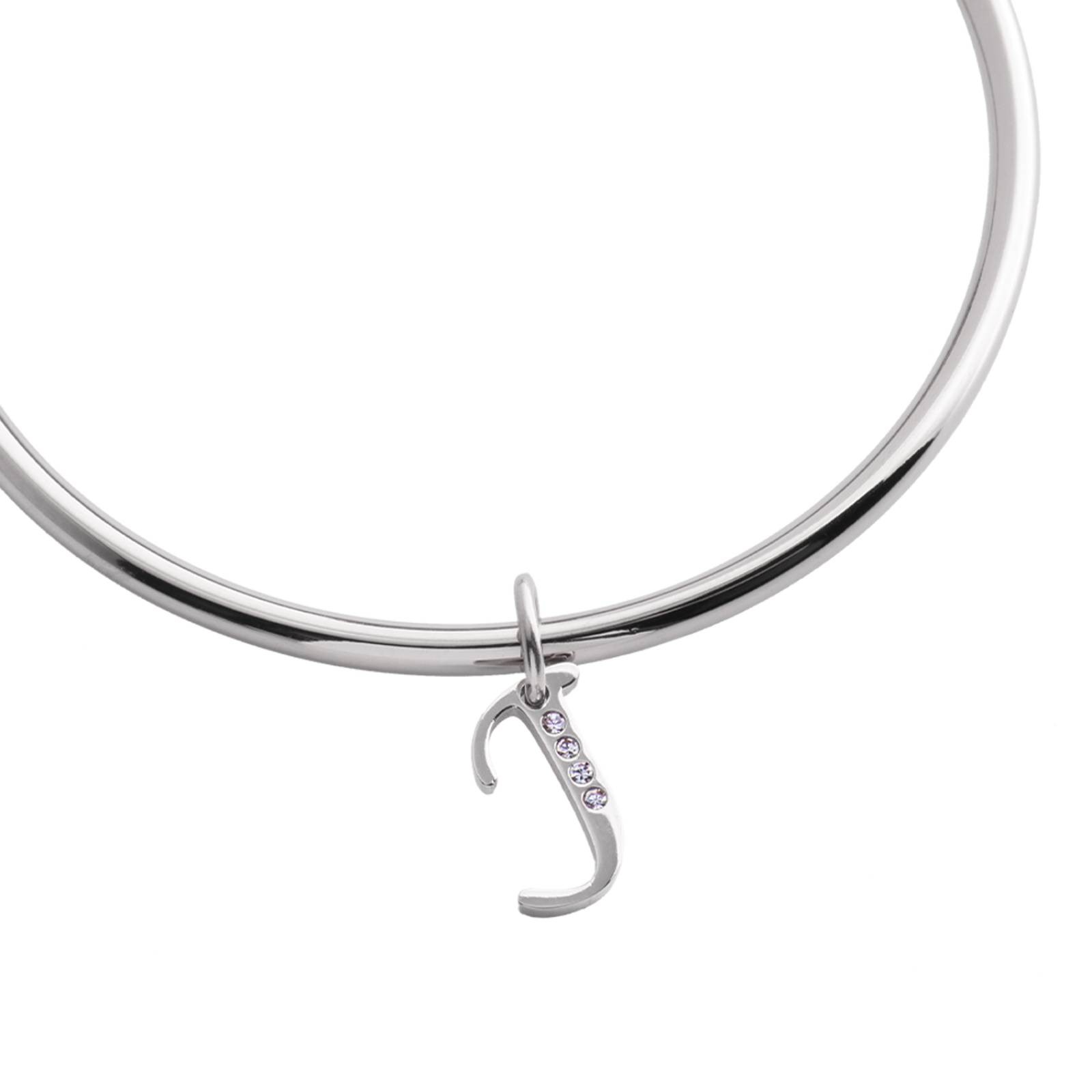 LuckyLy Charms para Pulseras de Mujer, Dije de Inicial Letra, Acero Inoxidable Color Plata y Zirconia Cúbica, Letra J