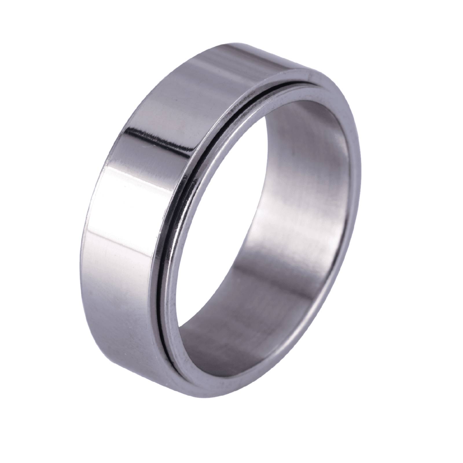 LUCKMAN Anillos Hombre Giratorios, Anillo Anti Ansiedad de Acero Inoxidable Color Plata, Talla 9 - Plata Brillante 9