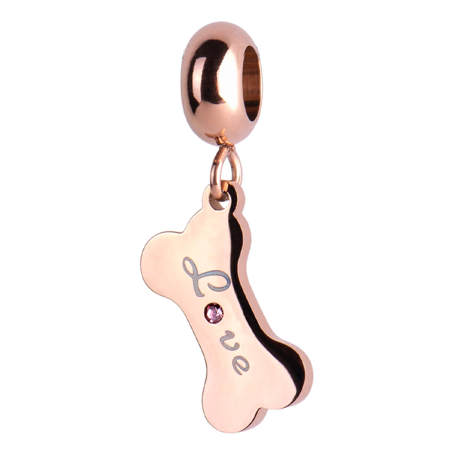 LuckyLy Charms para Pulseras de Mujer, Dije de Hueso para Perro Love, Acero Hueso de Perro - Oro Rosa UNITALLA