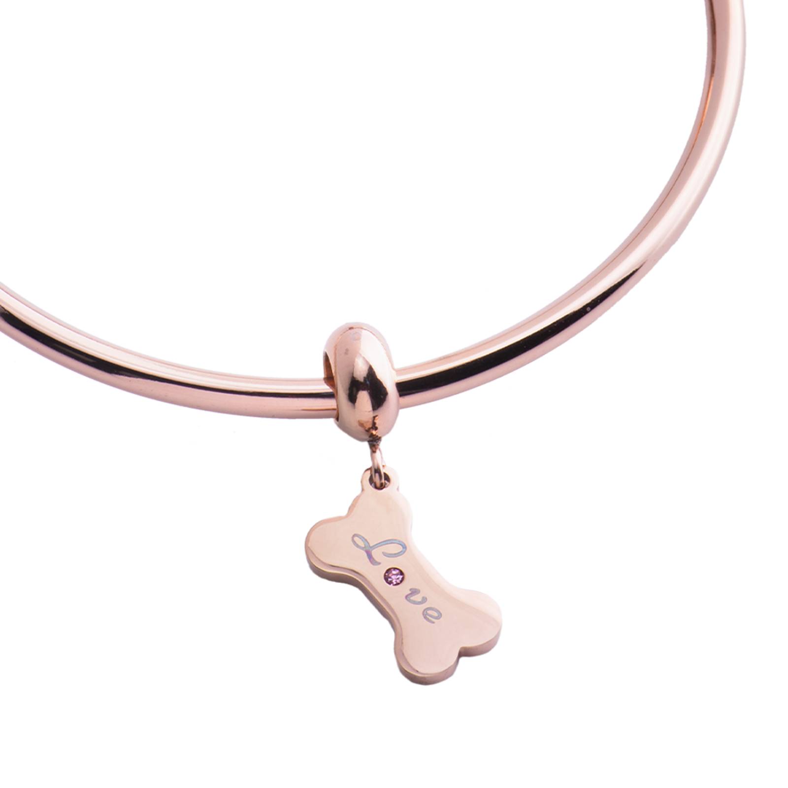 LuckyLy Charms para Pulseras de Mujer, Dije de Hueso para Perro Love, Acero Hueso de Perro - Oro Rosa UNITALLA