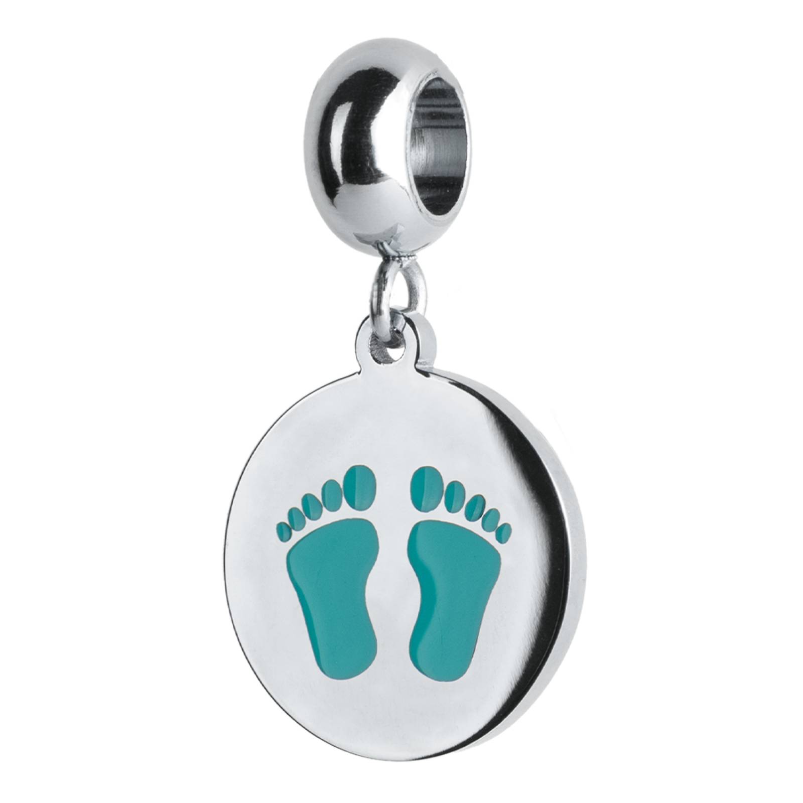 LuckyLy Charms para Pulseras de Mujer, Dije de Huellitas de Bebé Niña, Acero Pies de Niño - Plata y Azul UNITALLA