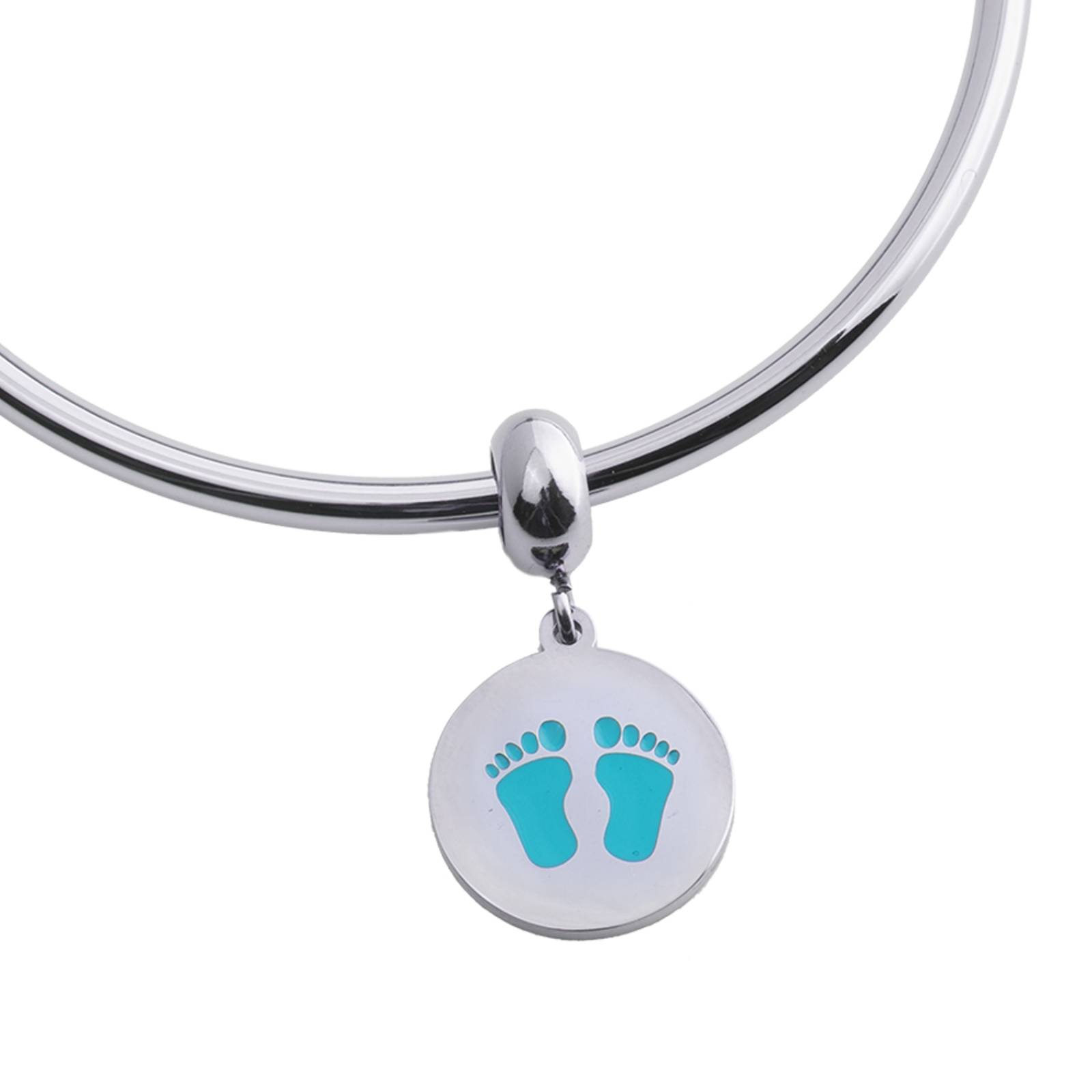 LuckyLy Charms para Pulseras de Mujer, Dije de Huellitas de Bebé Niña, Acero Pies de Niño - Plata y Azul UNITALLA