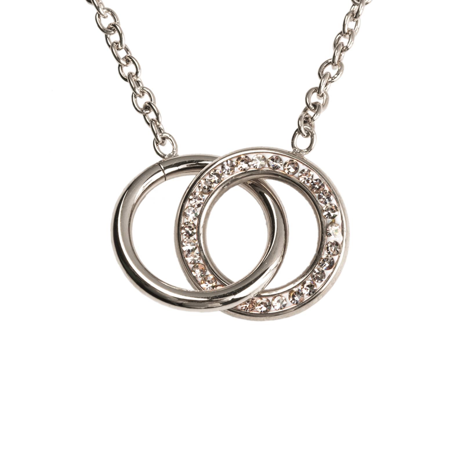 LuckyLy Collar de Mujer con Círculos Entrelazados, Cadena de Acero Inoxidable con Baño de Oro Rosa 18k, Plata UNITALLA