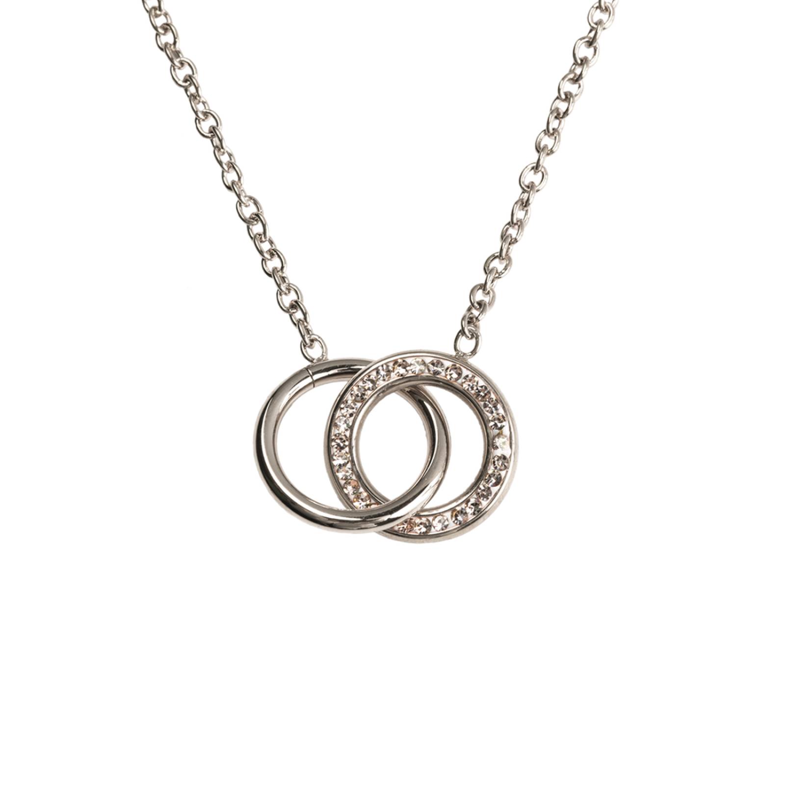 LuckyLy Collar de Mujer con Círculos Entrelazados, Cadena de Acero Inoxidable con Baño de Oro Rosa 18k, Plata UNITALLA