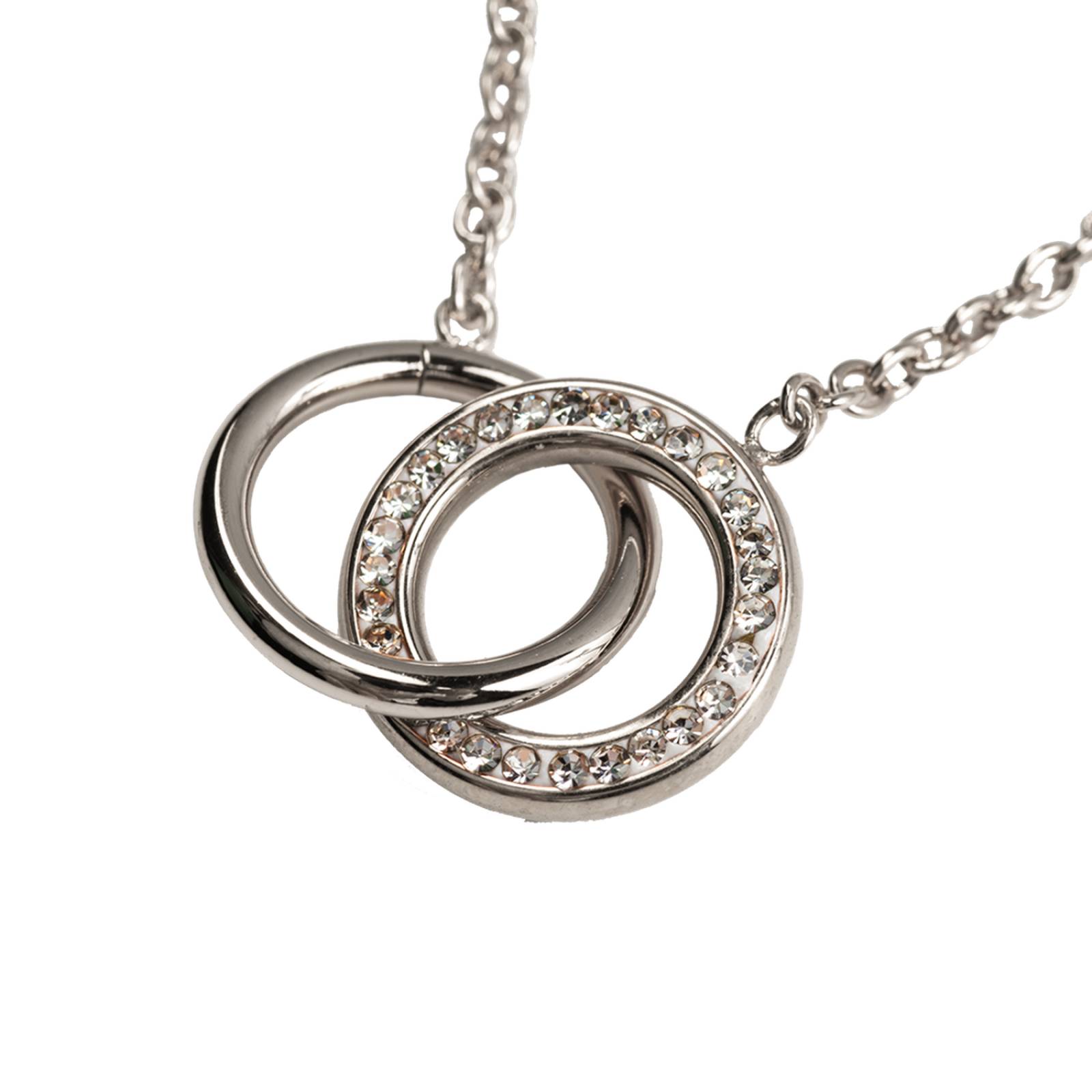 LuckyLy Collar de Mujer con Círculos Entrelazados, Cadena de Acero Inoxidable con Baño de Oro Rosa 18k, Plata UNITALLA