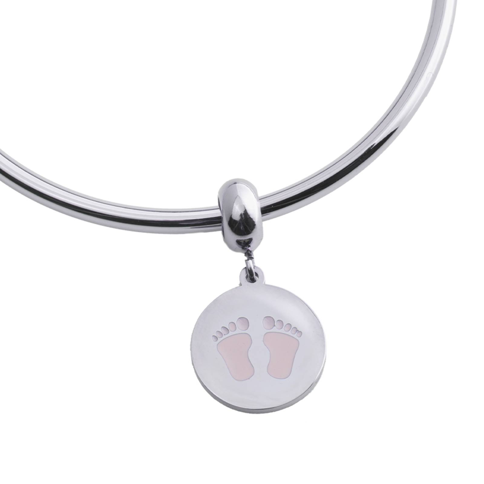 LuckyLy Charms para Pulseras de Mujer, Dije de Huellitas de Bebé Niña, Acero Pies de Niña - Plata y Rosa UNITALLA