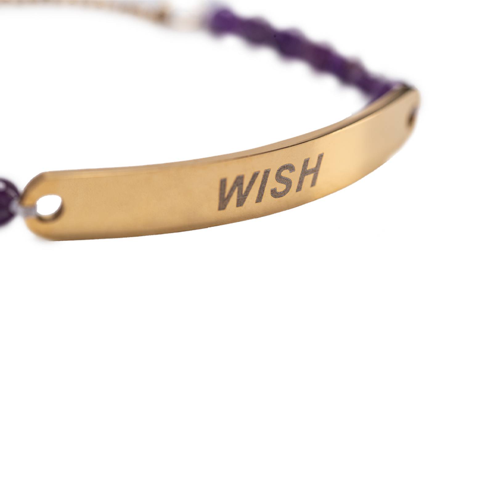 LuckyLy Pulseras Mujer Acero Inoxidable Giselle WISH, Piedras Naturales Amatista Morada, Amatista - Oro